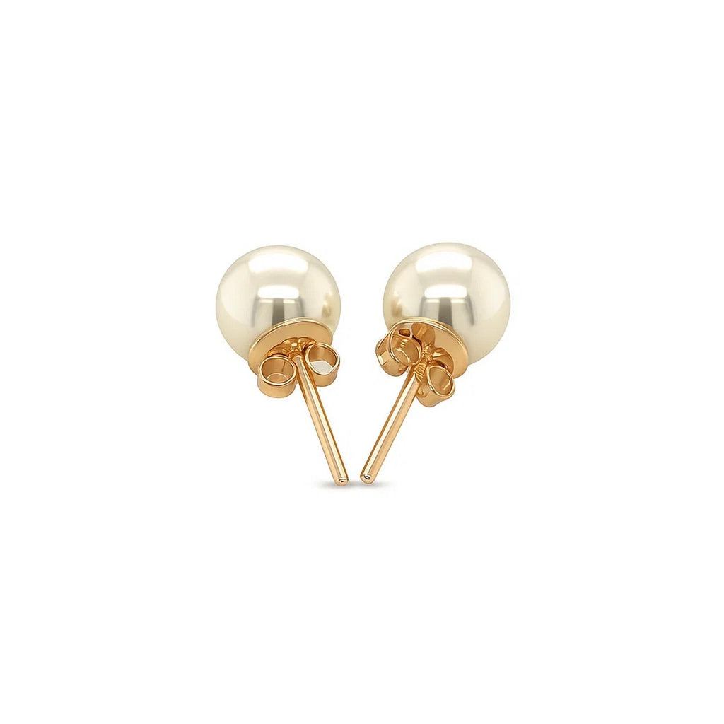 14k Yellow Gold Freshwater Cultured White Pearl Stud Earrings (6mm)