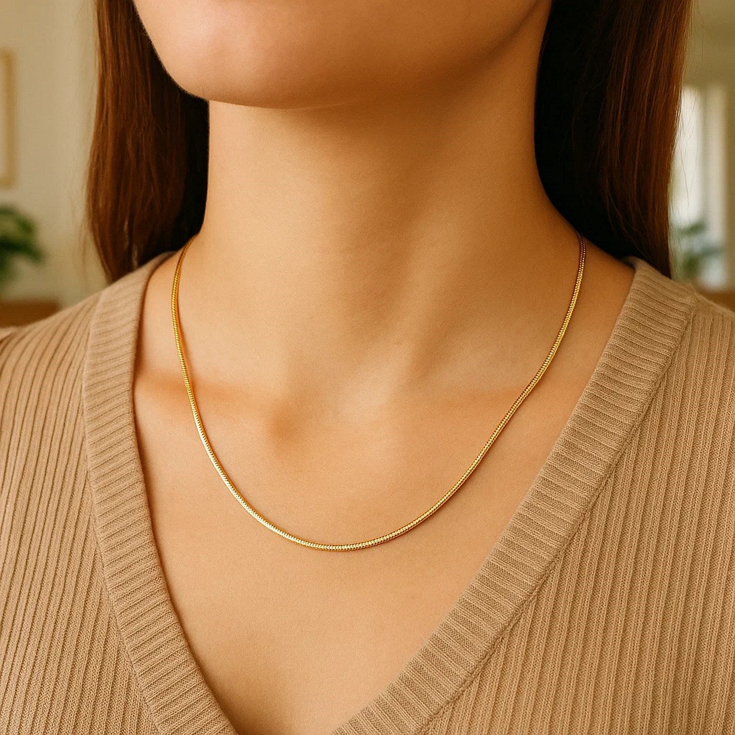 14k Yellow Gold Round Snake Chain (0.90 mm)