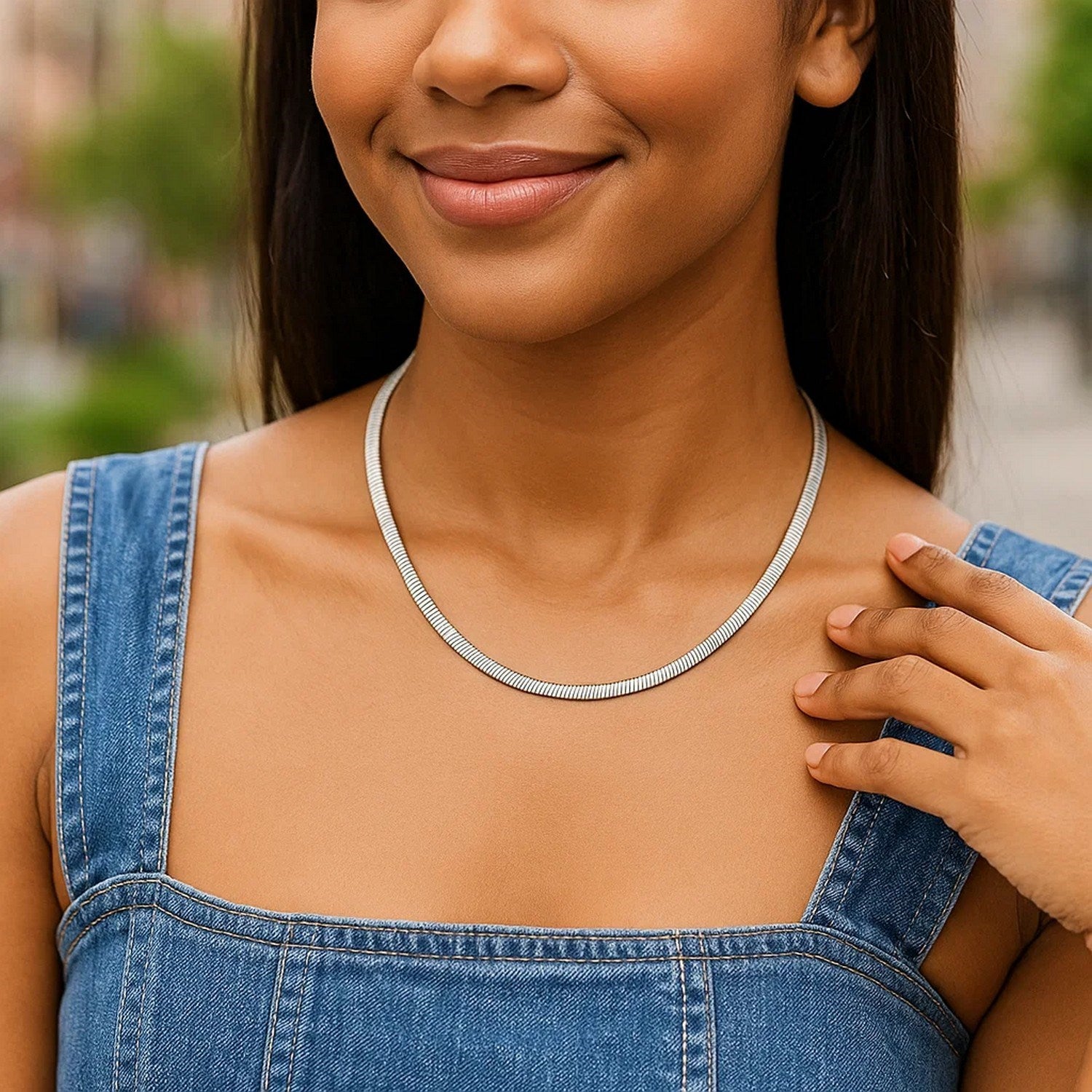 4.0mm 14k Two Tone Gold Reversible Omega Necklace