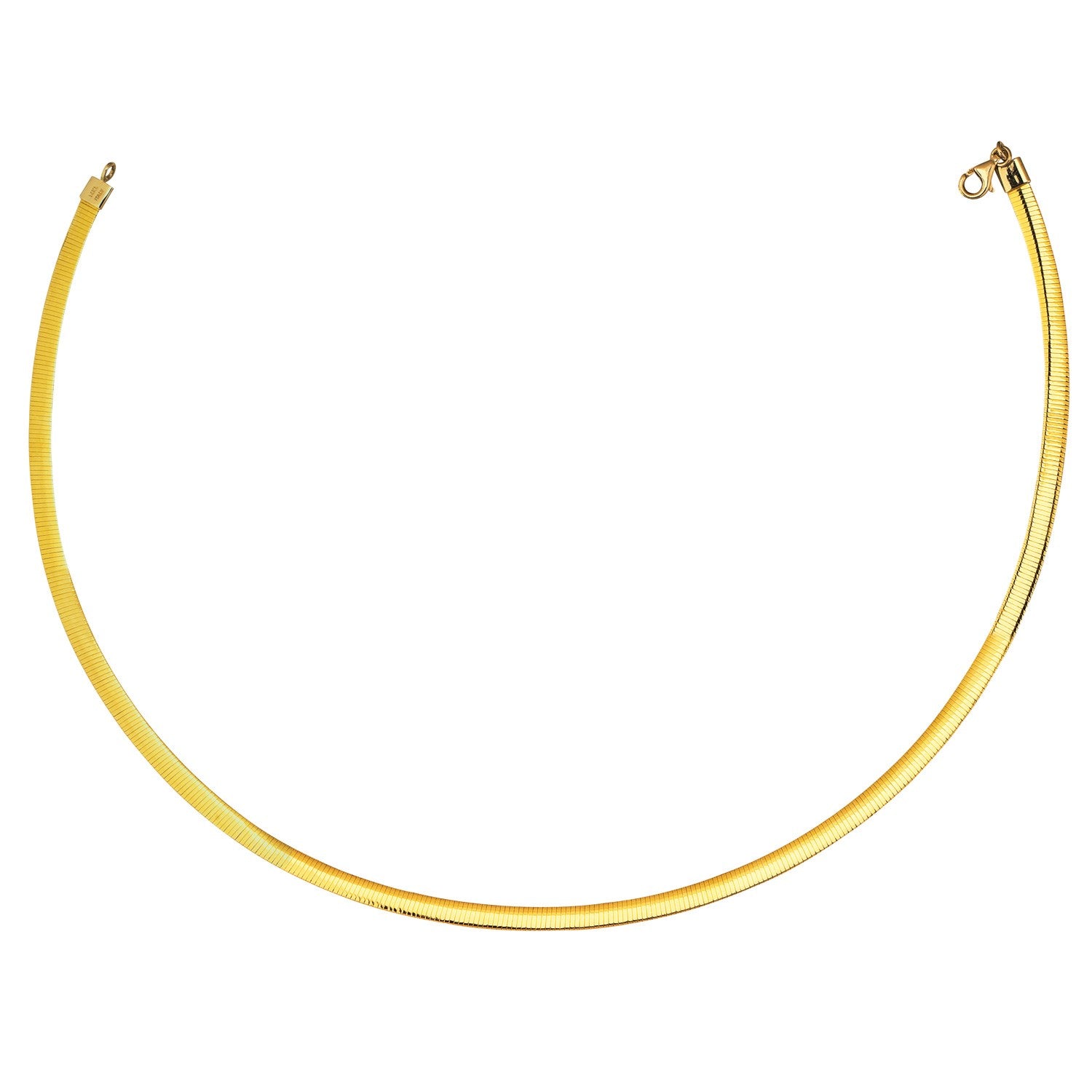 14K Yellow Gold And Silver Reversible Omega Chain Necklace (4.00 mm)