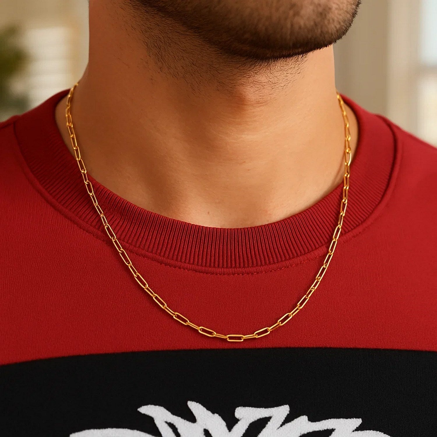 Sterling Silver Gold Plated Paperclip Chain (2.50 mm)