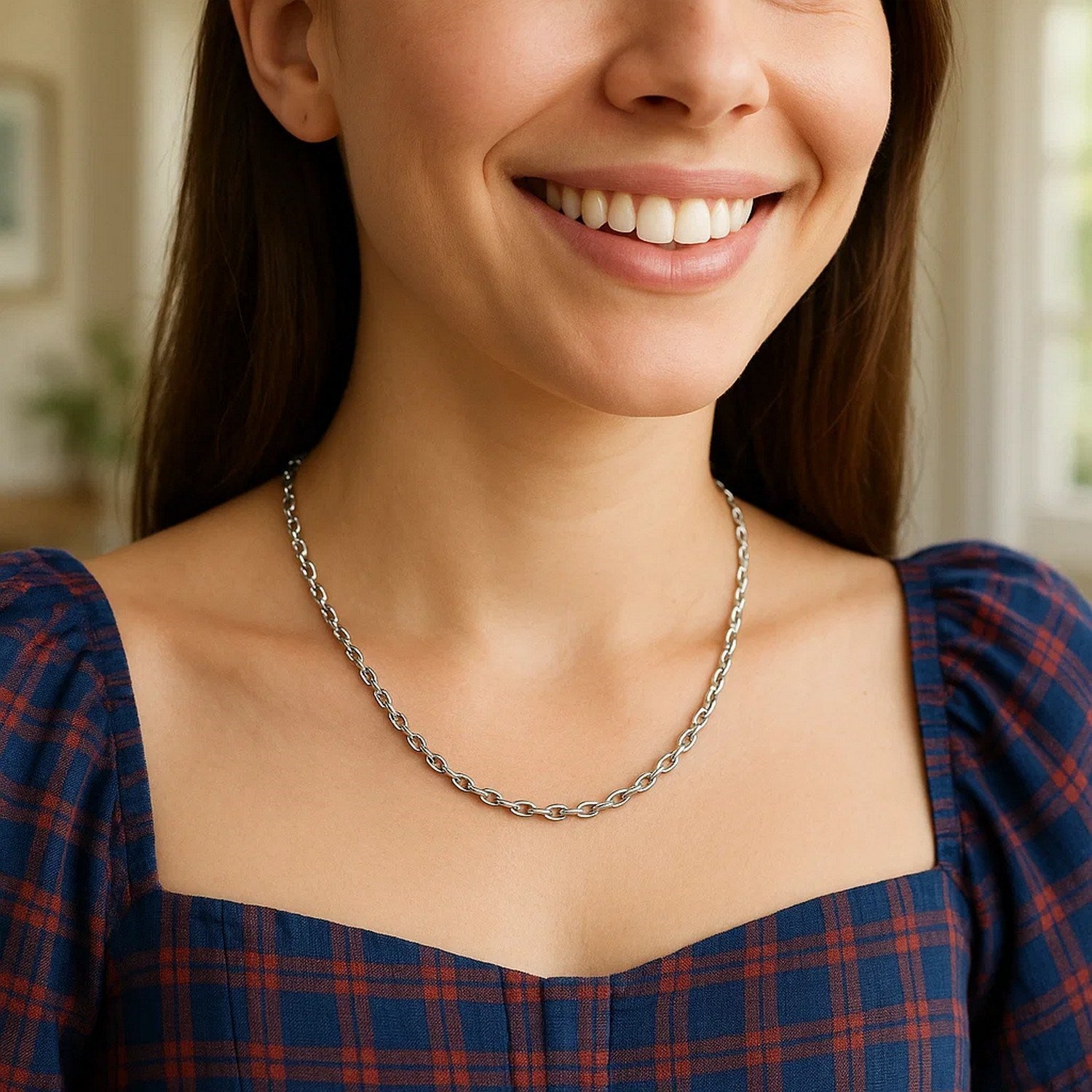 Sterling Silver Rhodium Plated Cable Chain (2.20 mm)