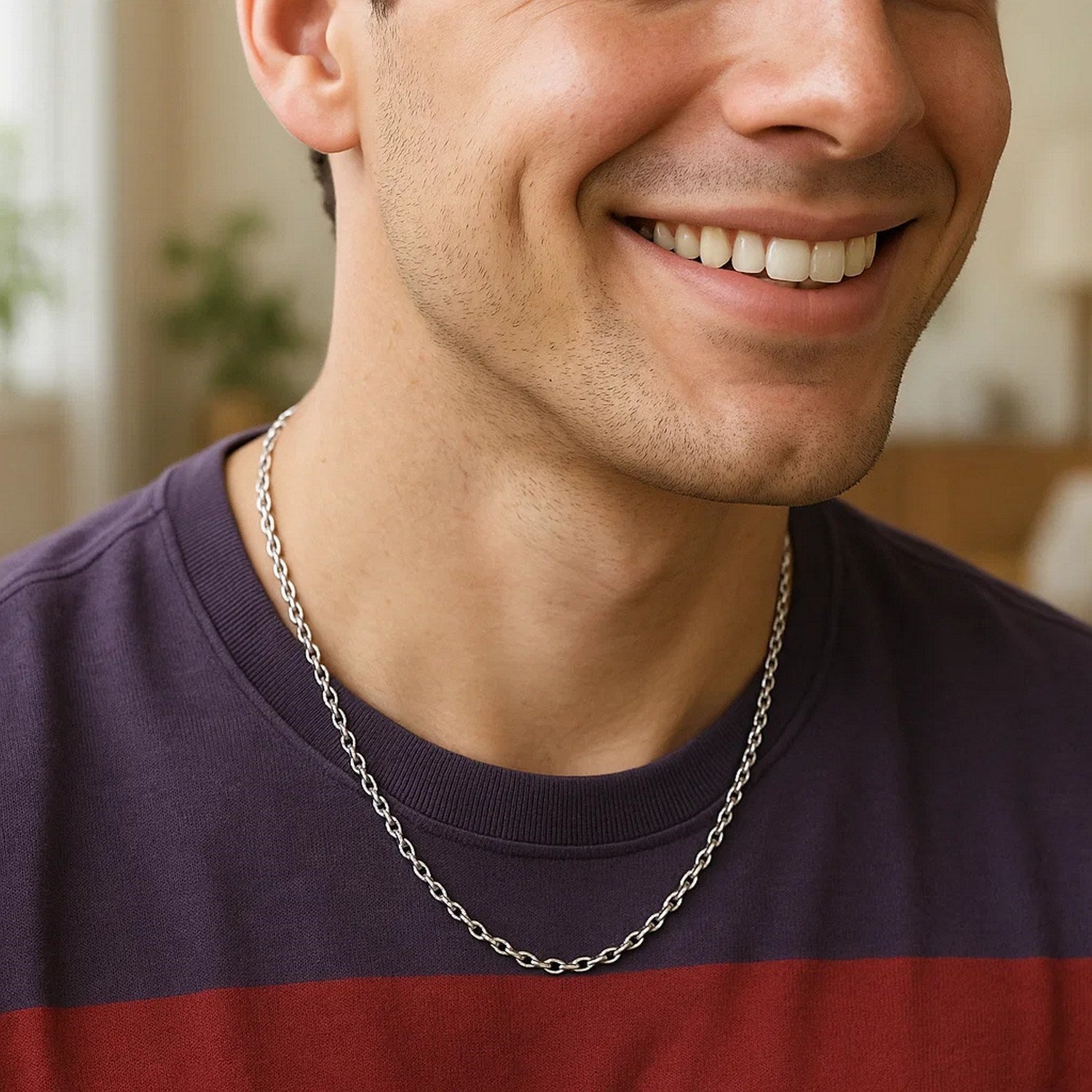 Sterling Silver Rhodium Plated Cable Chain (2.20 mm)