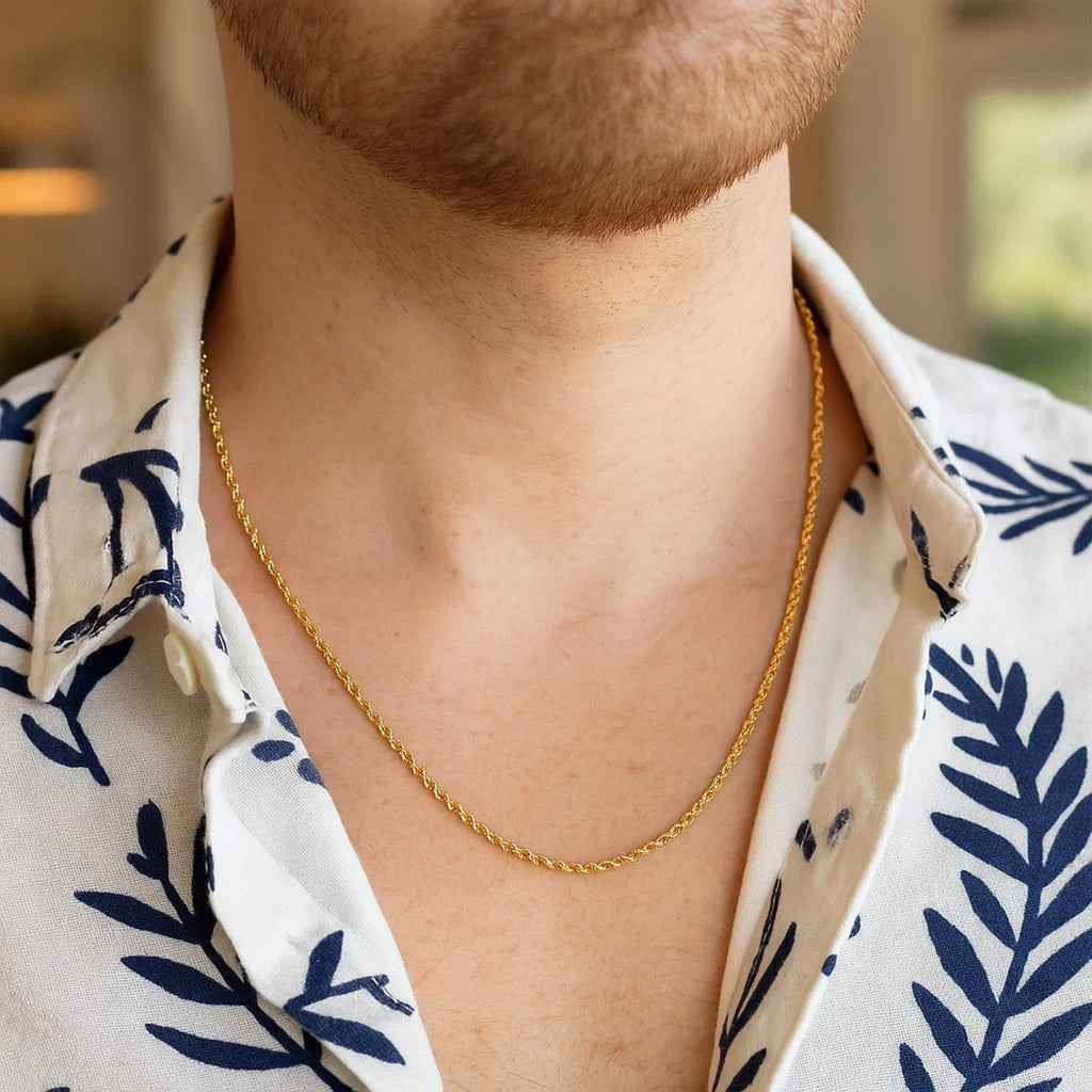 14k Yellow Gold Solid Diamond Cut Rope Chain (1.80 mm)