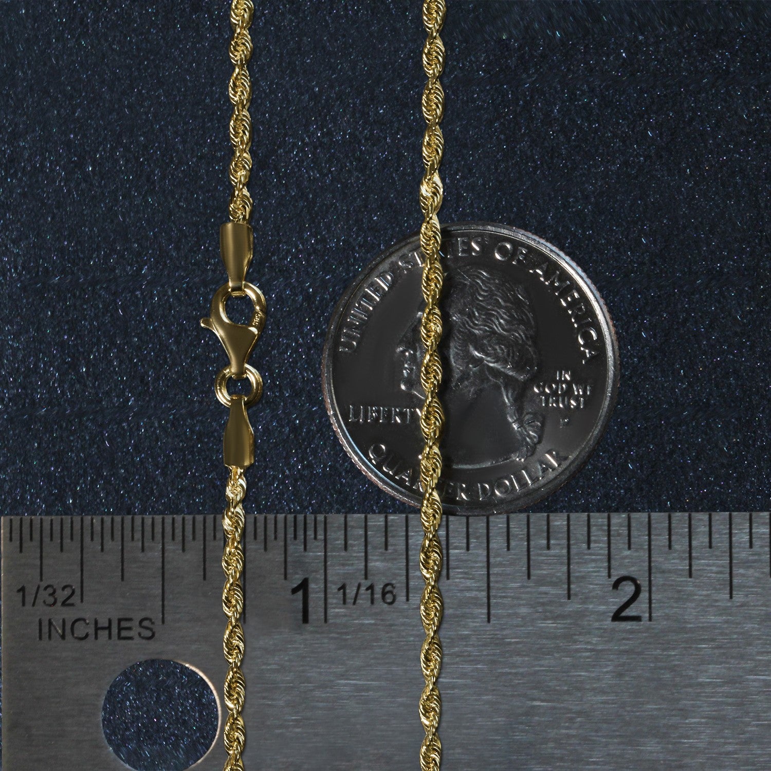 14k Yellow Gold Solid Diamond Cut Rope Chain (1.80 mm)