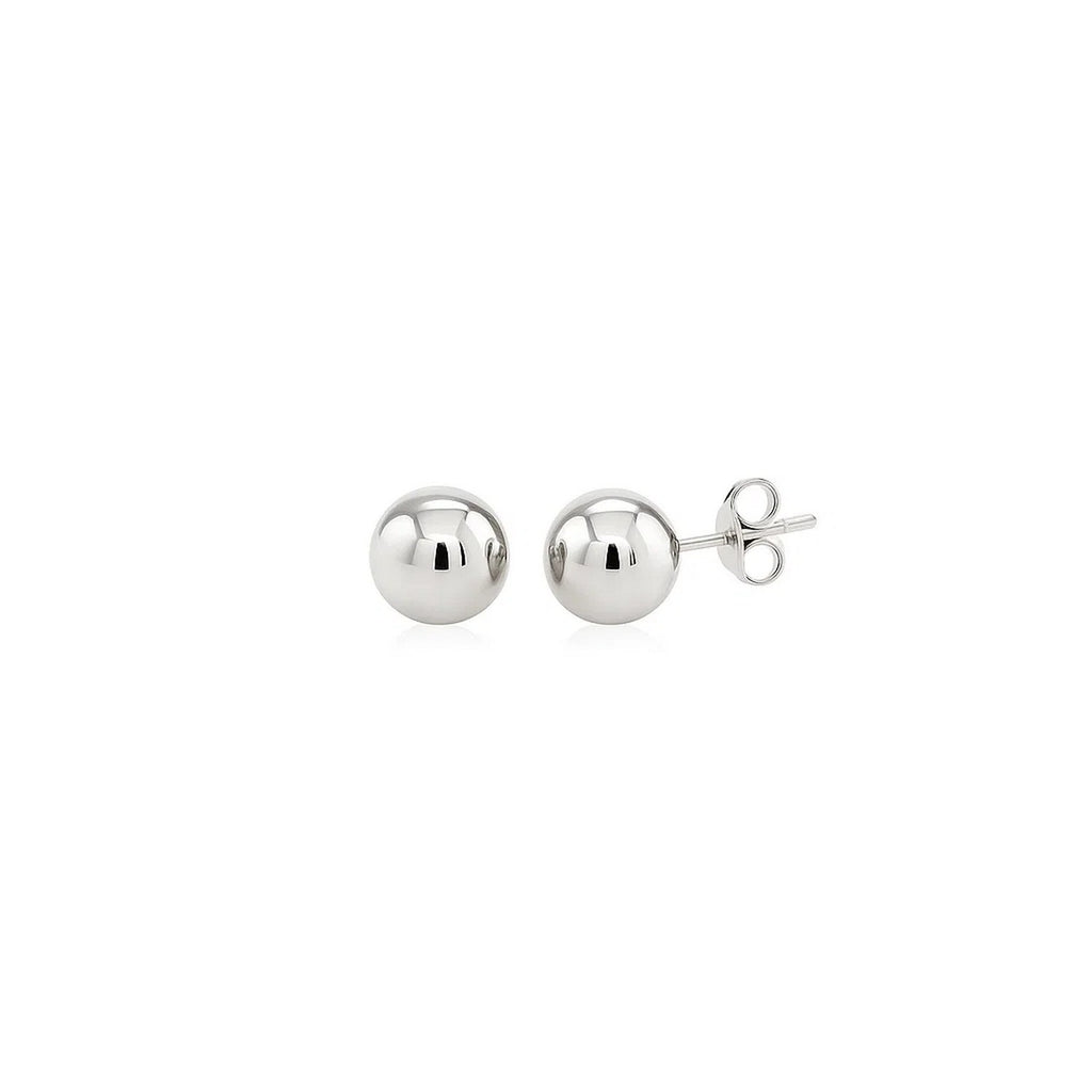 14k White Gold Classic Round Stud Earrings (6mm)