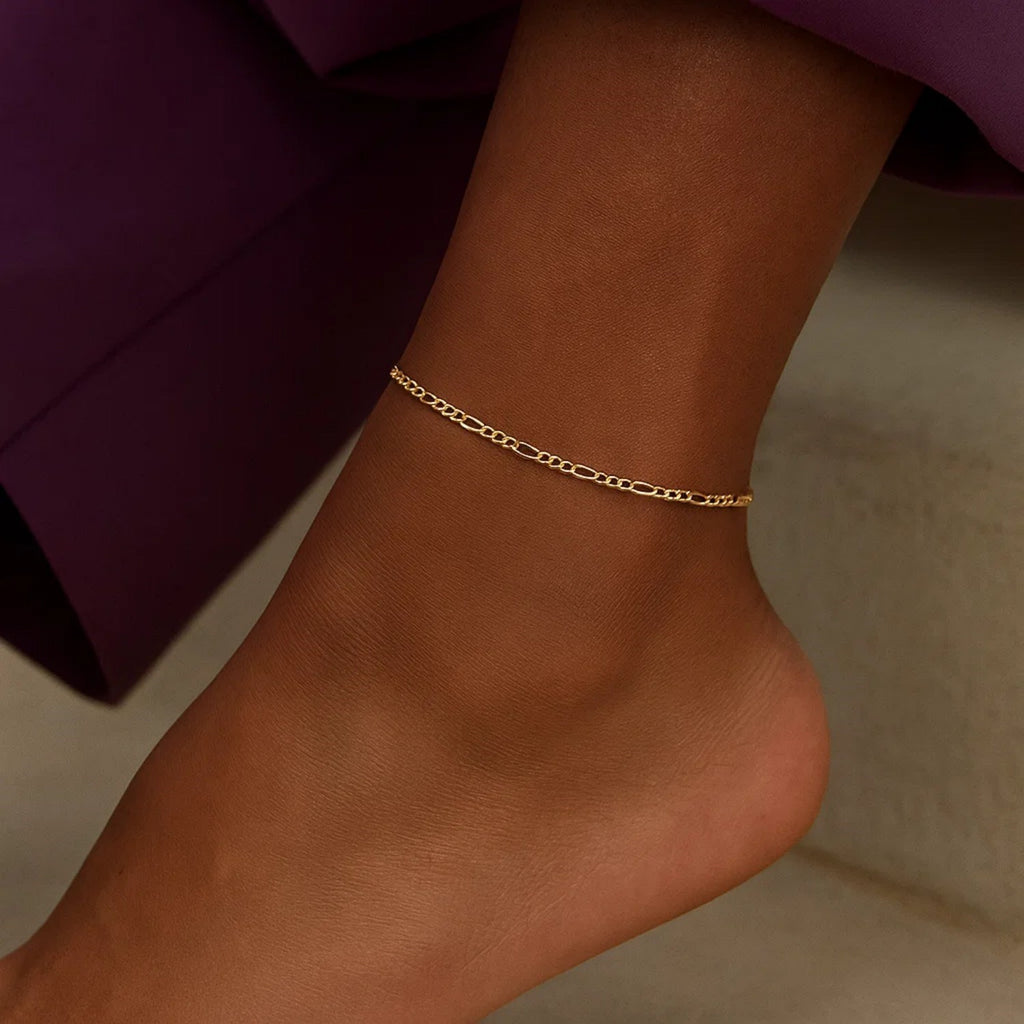 14k Yellow Gold Figaro Anklet 1.5mm