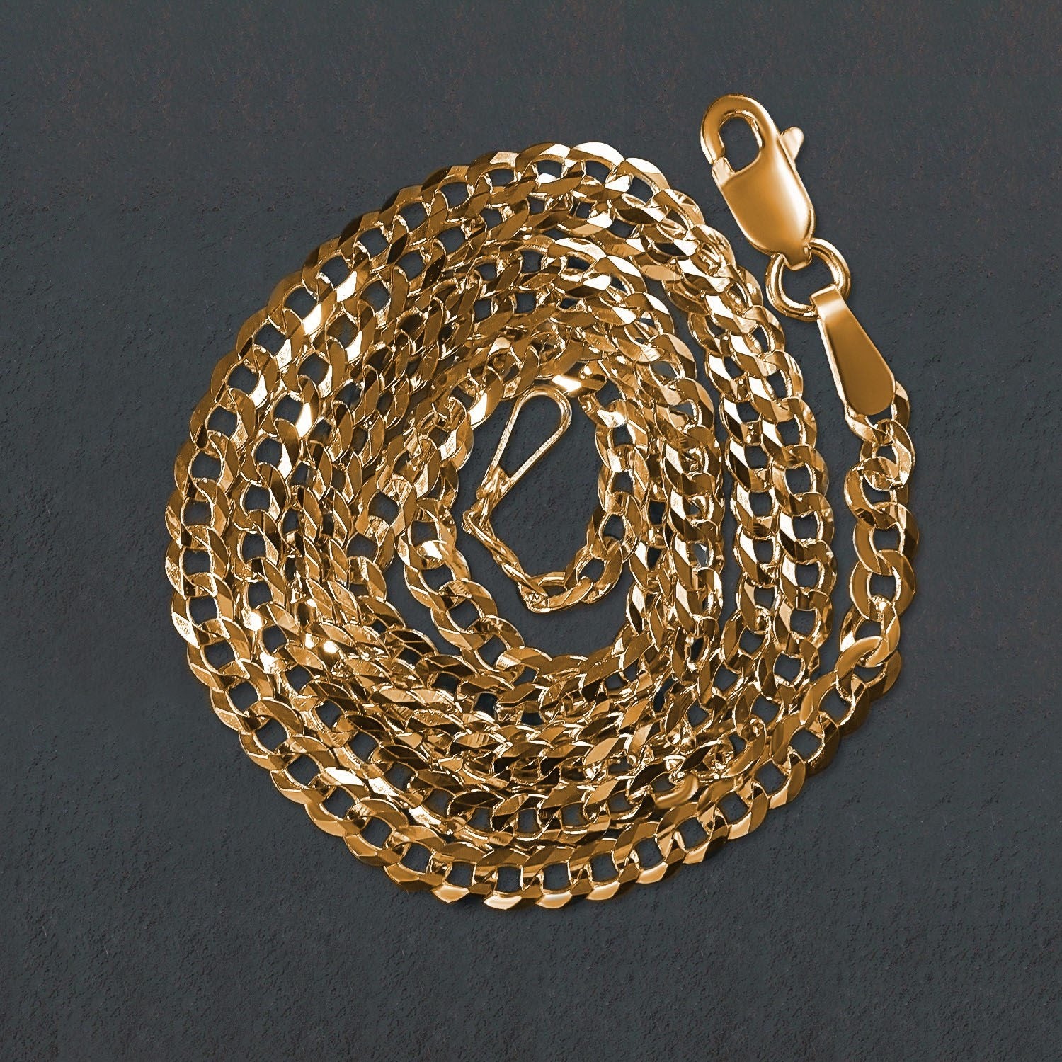 14k Yellow Gold Solid Curb Chain (2.60 mm)