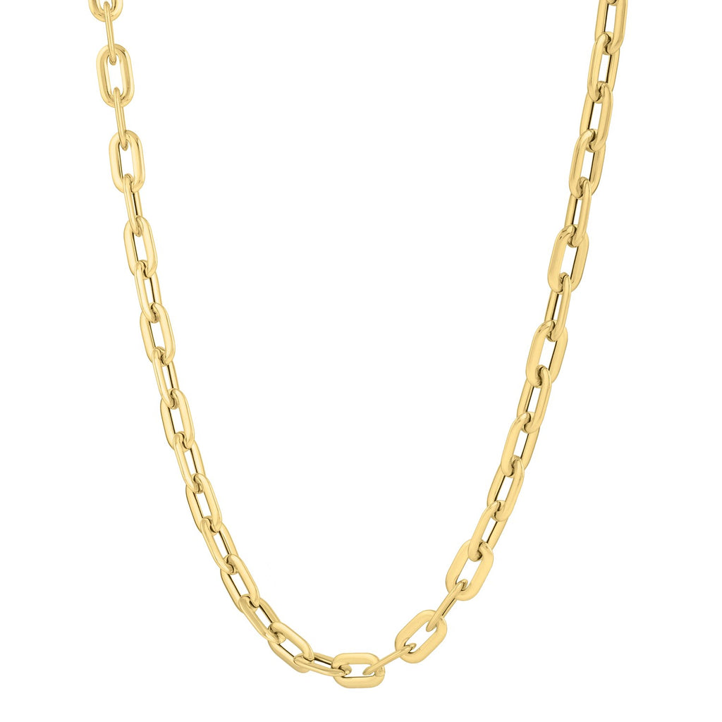 Oval Domed Paperclip Necklace in 14K Yellow Gold (5.30 mm)