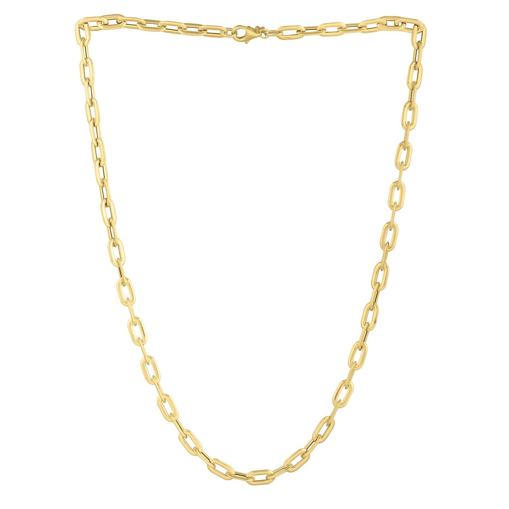 Oval Domed Paperclip Necklace in 14K Yellow Gold (5.30 mm)