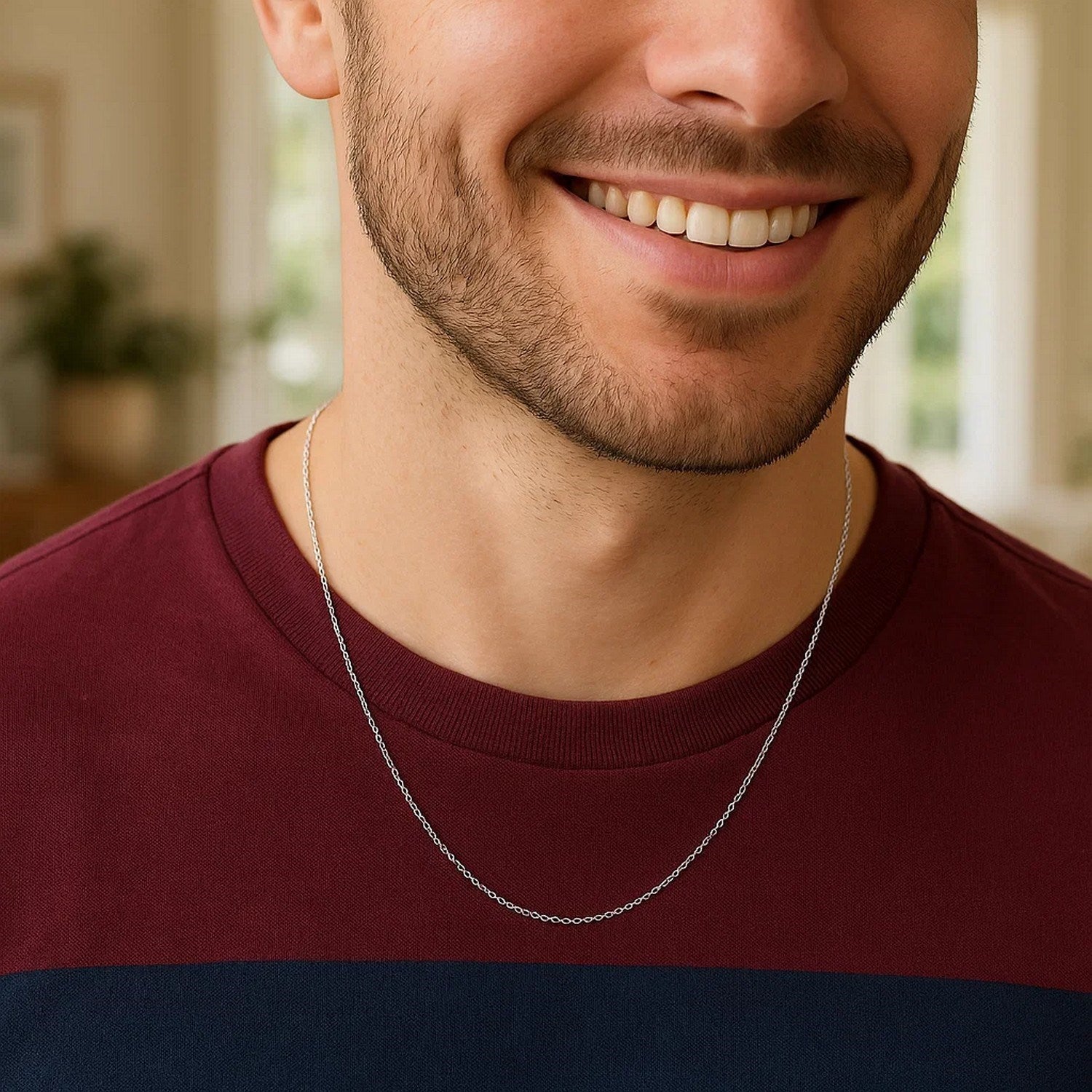 Sterling Silver Rhodium Plated Cable Chain (0.60 mm)