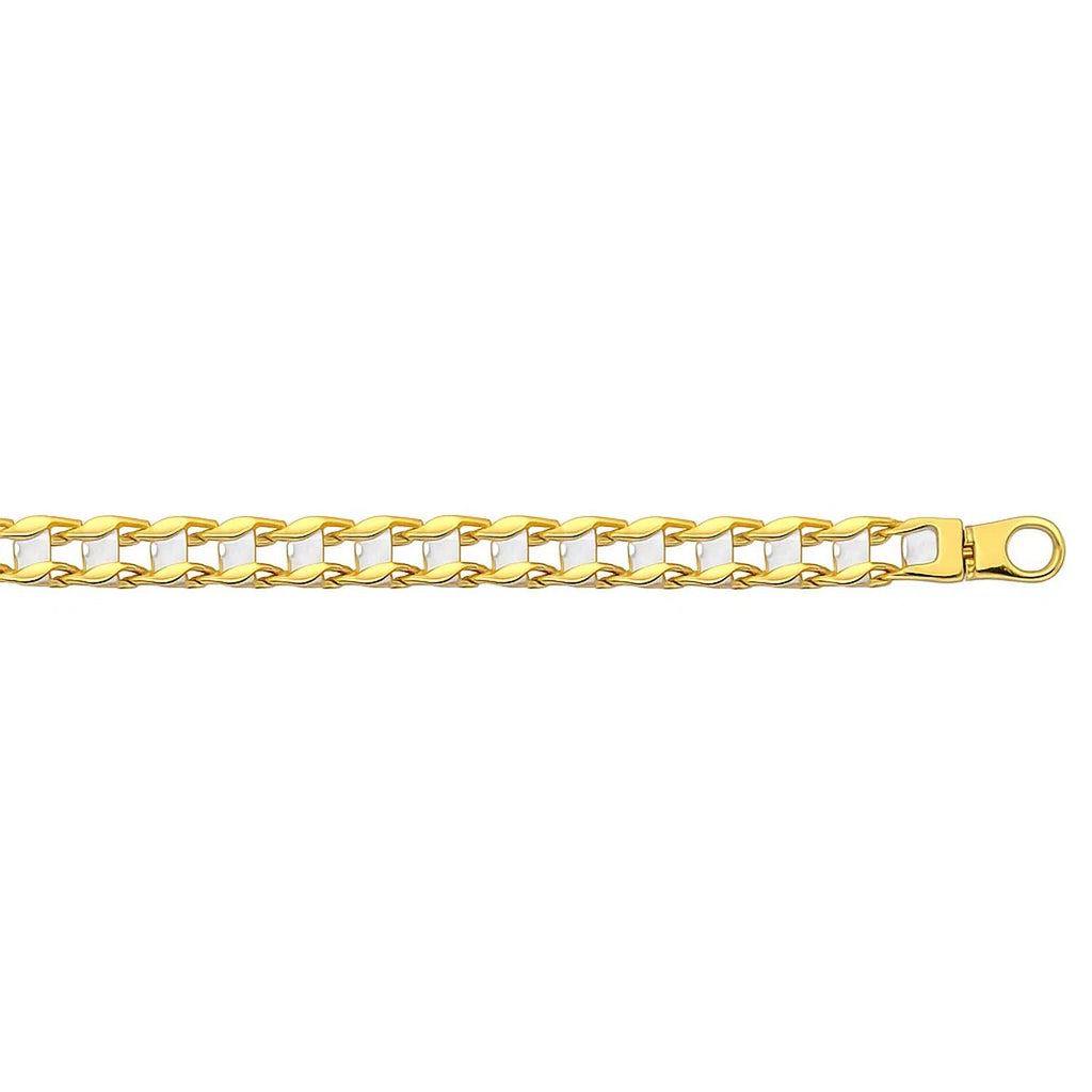 14k Two-Tone Gold Mens Bracelet with S Style Bar Links (7.85 mm)