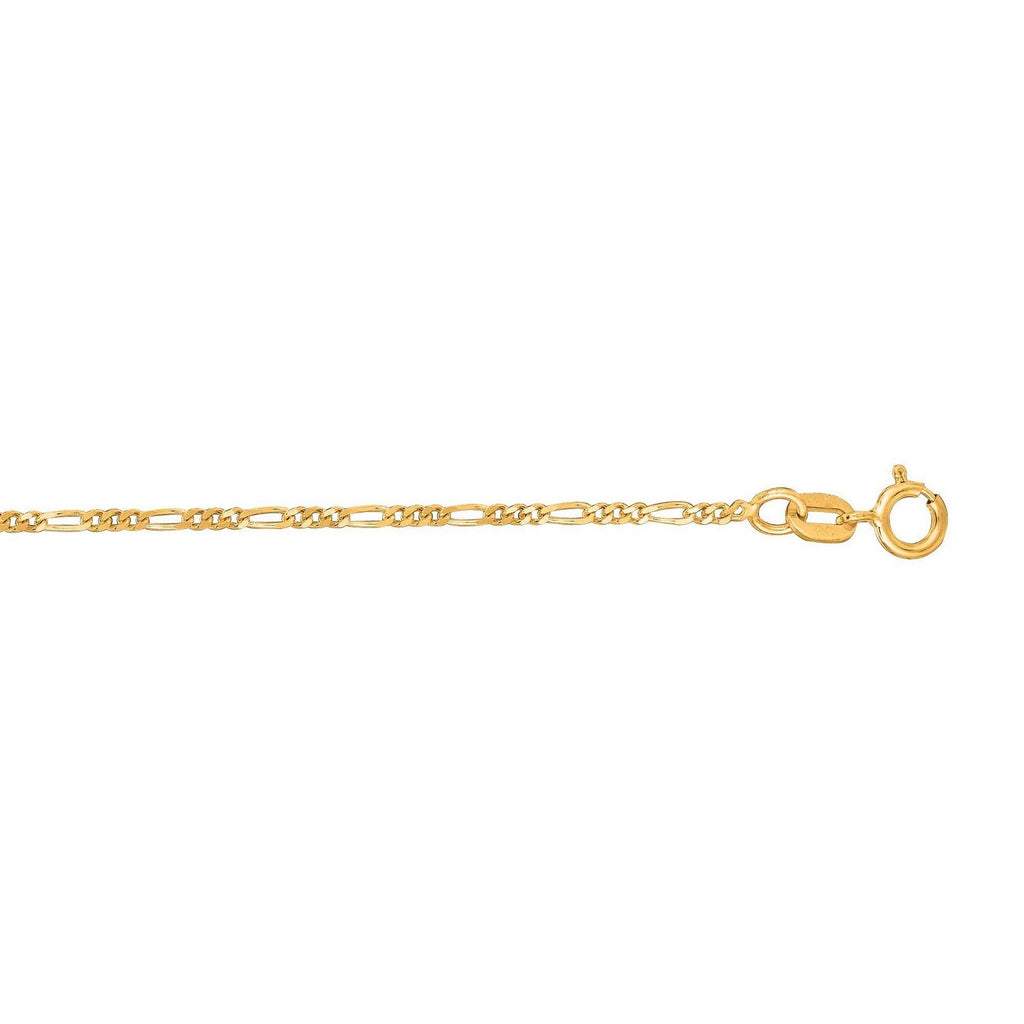 14k Yellow Gold Figaro Anklet 1.3mm