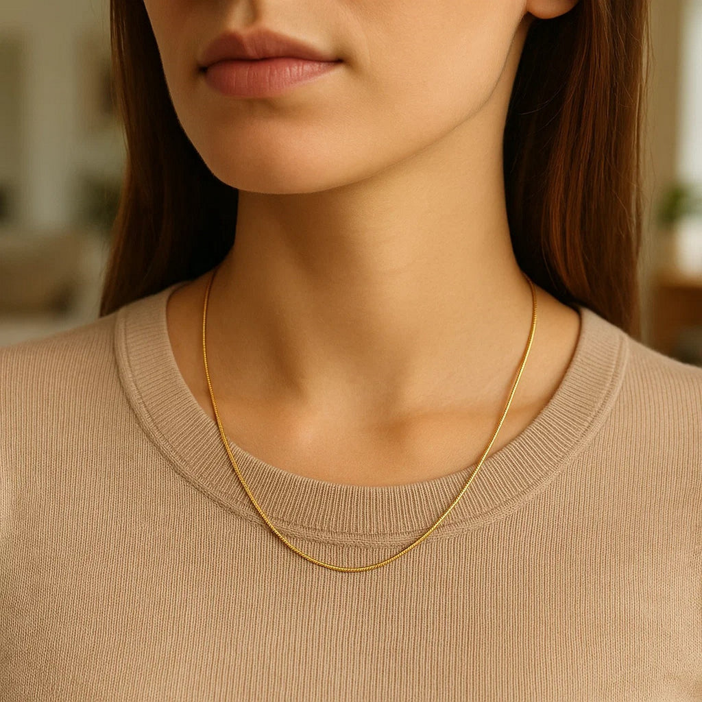 14k Yellow Gold Round Snake Chain (0.70 mm)