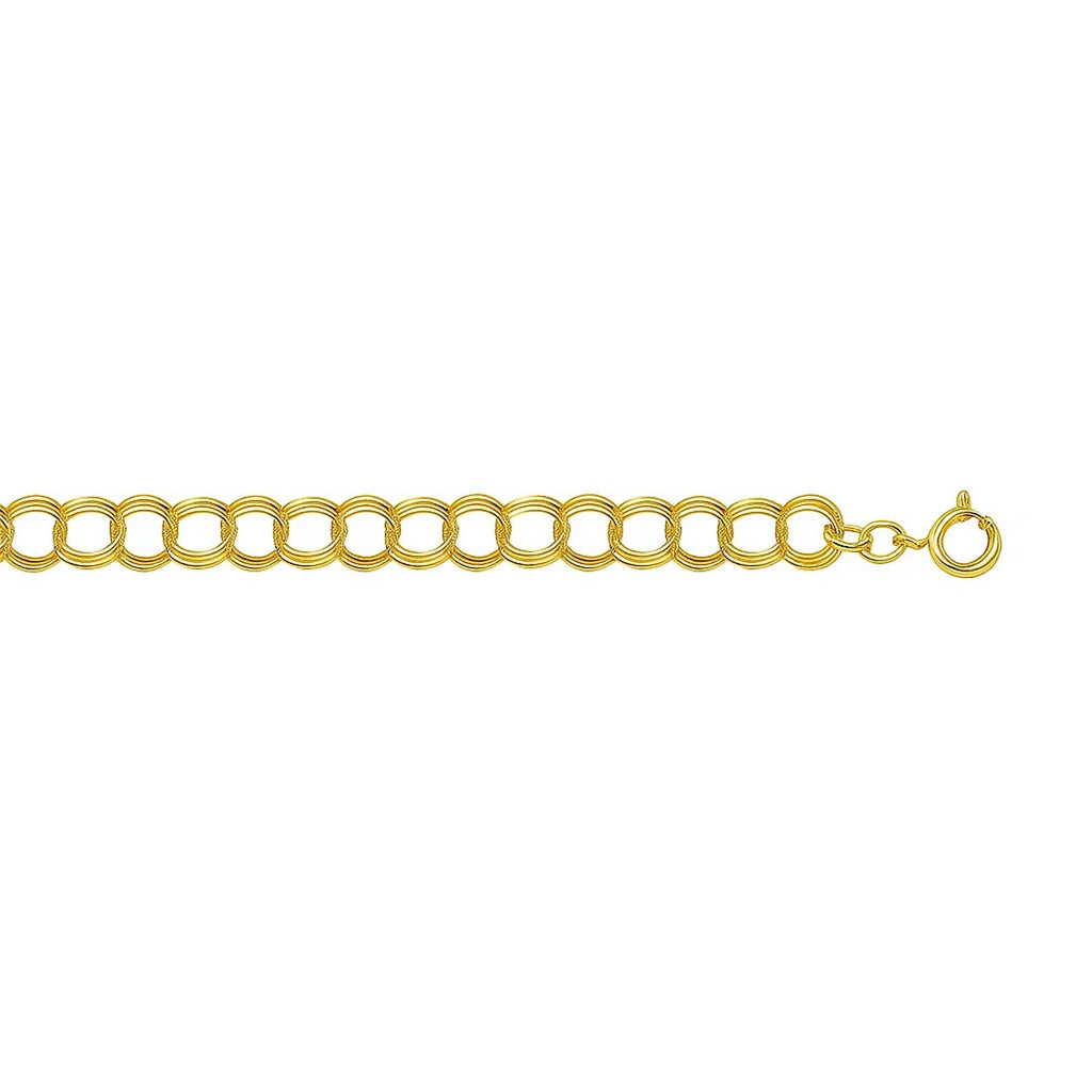 14k Yellow Gold Triple Link Charm Bracelet (5.00 mm)
