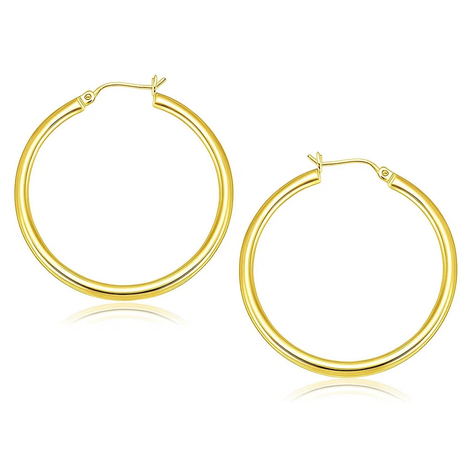 14k Yellow Gold Polished Hoop Earrings (3x40mm)