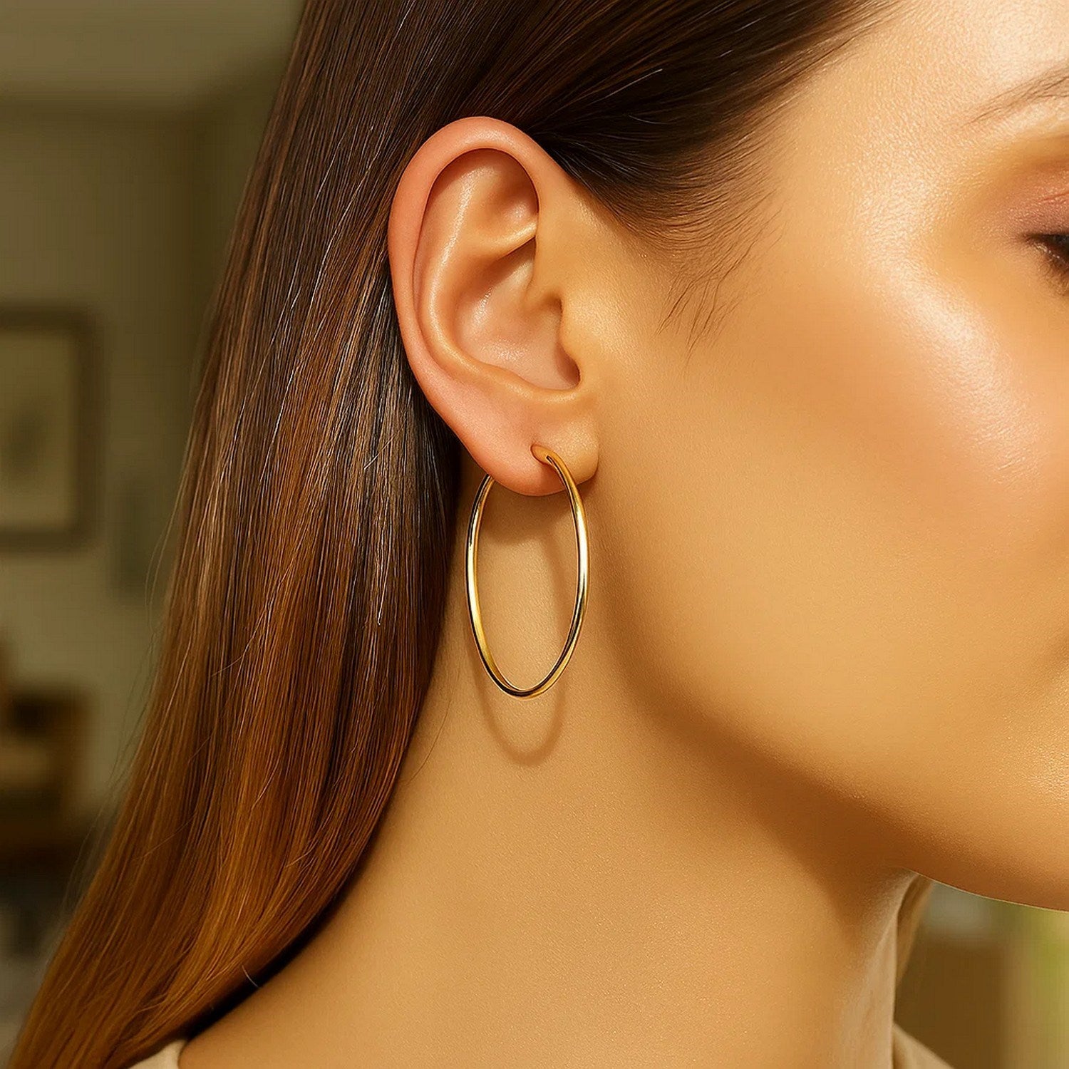 14k Yellow Gold Polished Hoop Earrings (2x40mm)