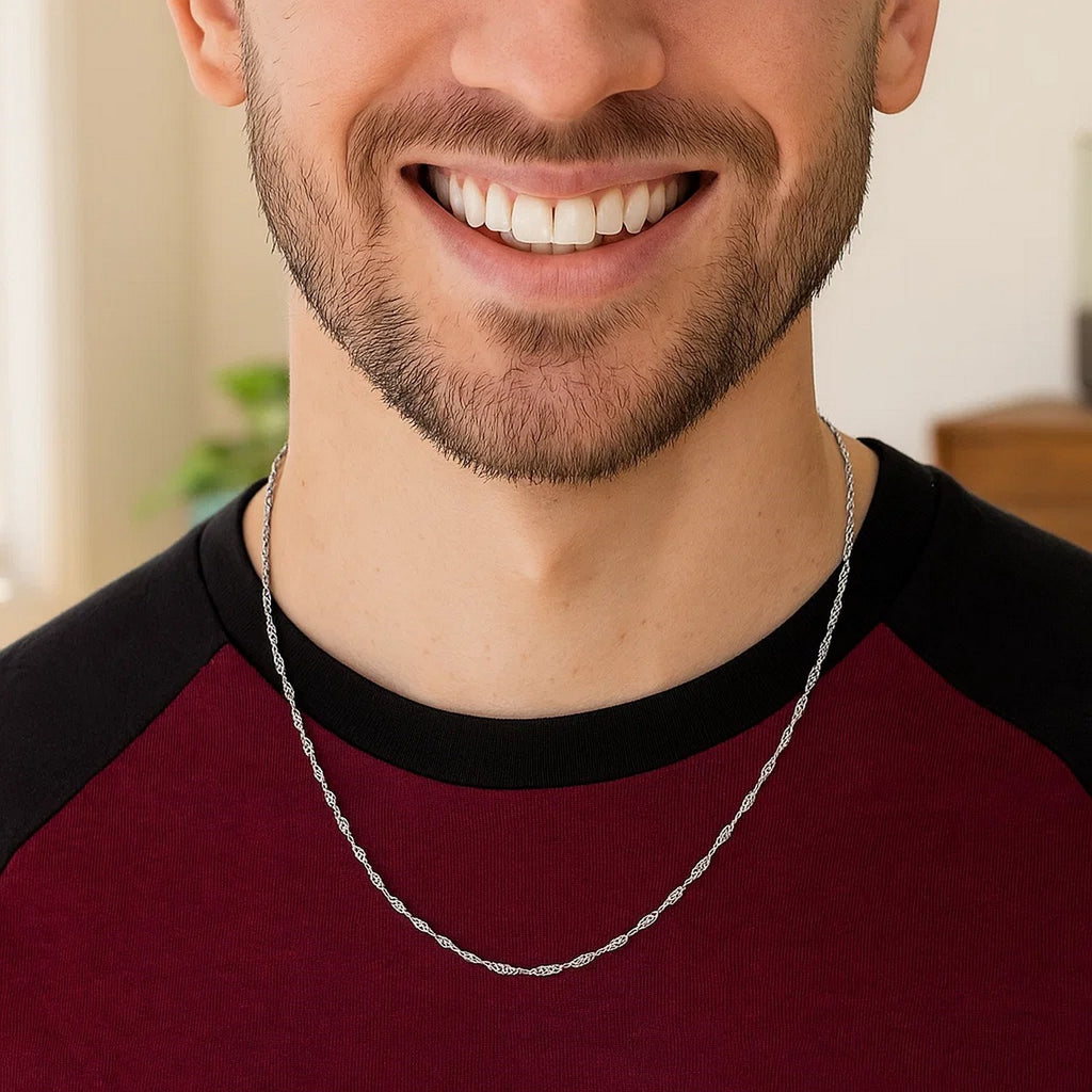 Sterling Silver 1.6mm Singapore Style Chain (1.50 mm)