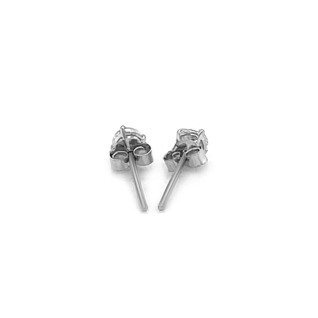 Sterling Silver Faceted White Cubic Zirconia Stud Earrings(3mm)