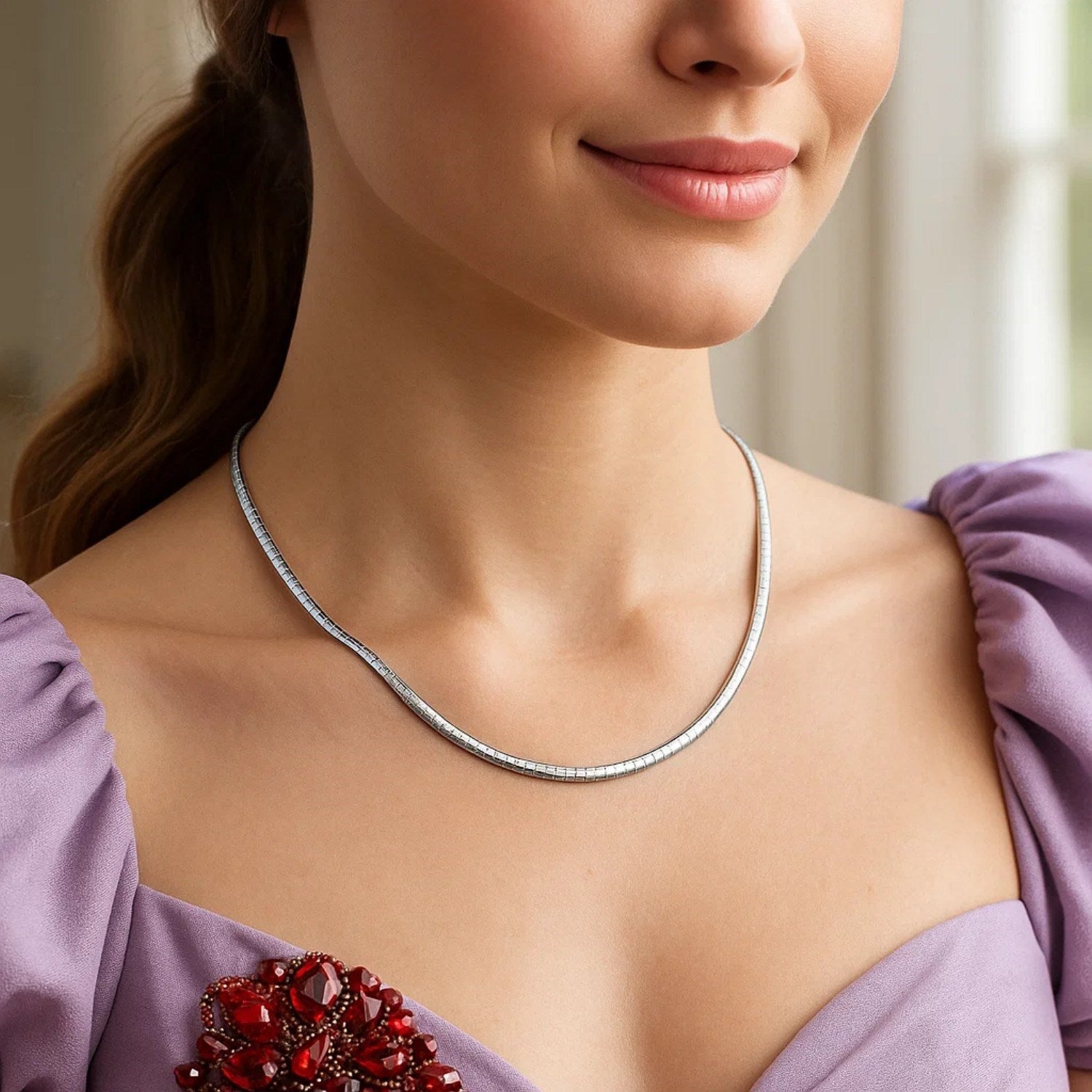 Sterling Silver Classic Omega Chain Necklace (3.0mm)