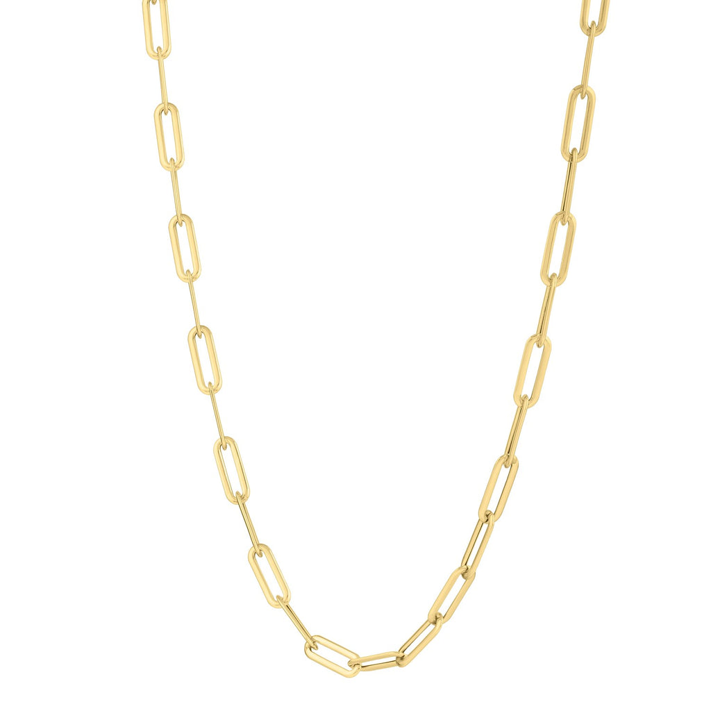 Long Domed Paperclip Necklace in 14K Yellow Gold (4.80 mm)