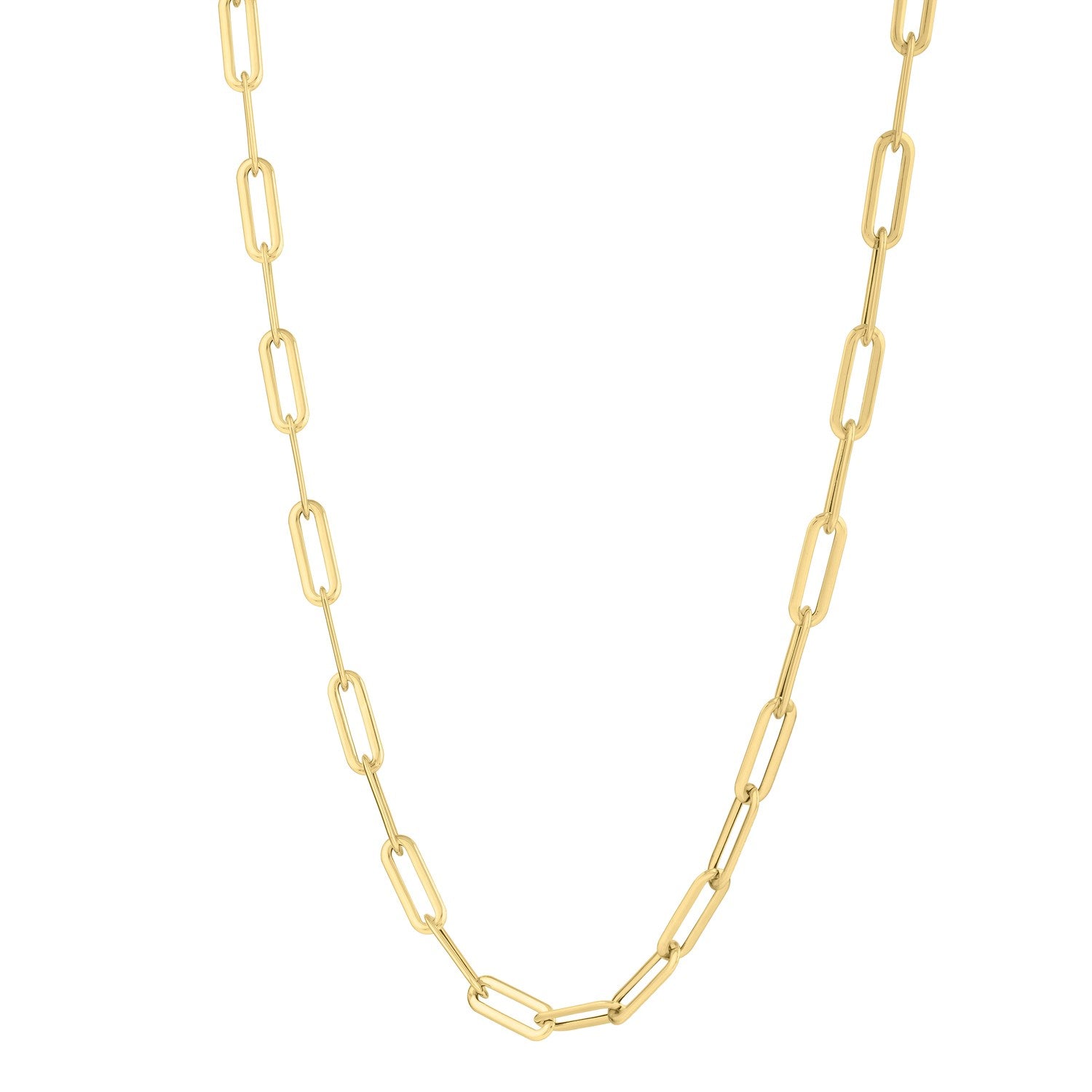 Long Domed Paperclip Necklace in 14K Yellow Gold (4.80 mm)