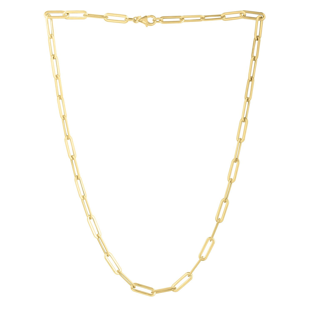 Long Domed Paperclip Necklace in 14K Yellow Gold (4.80 mm)