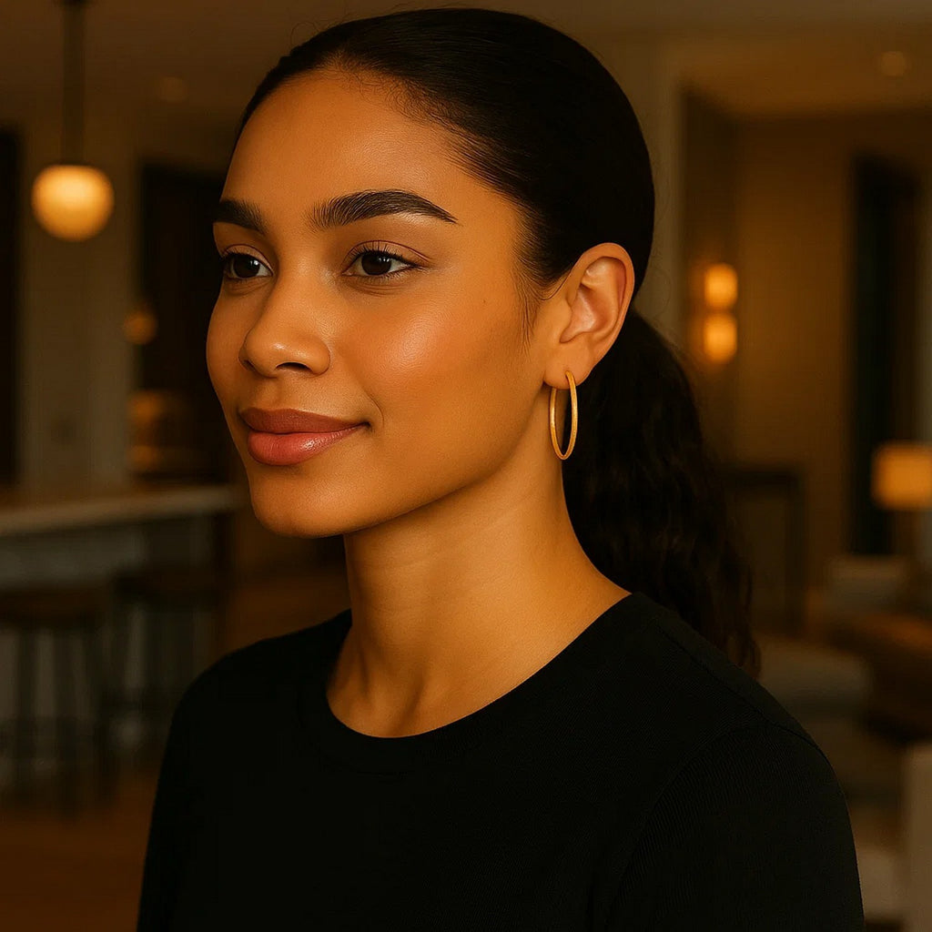 14k Yellow Gold Polished Hoop Earrings (3x25mm)