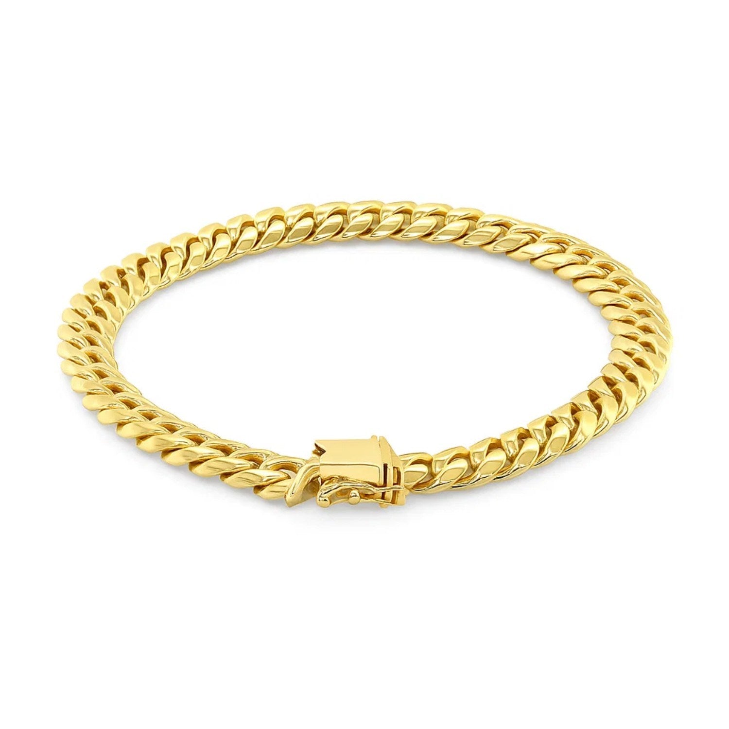 10k Yellow Gold Classic Miami Cuban Solid Bracelet (8.20 mm)