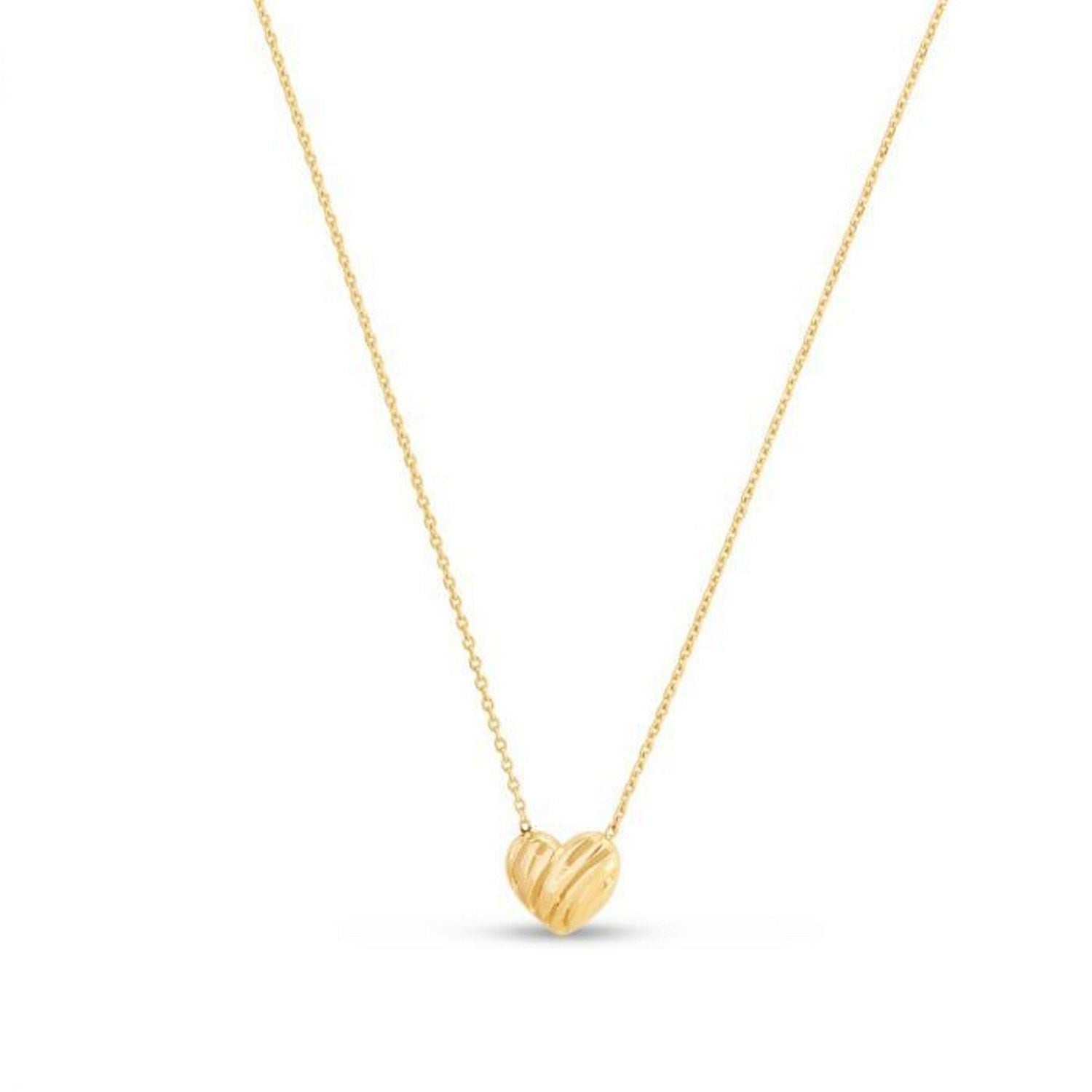 14k Yellow Gold High Polish Scribbles Heart Necklace