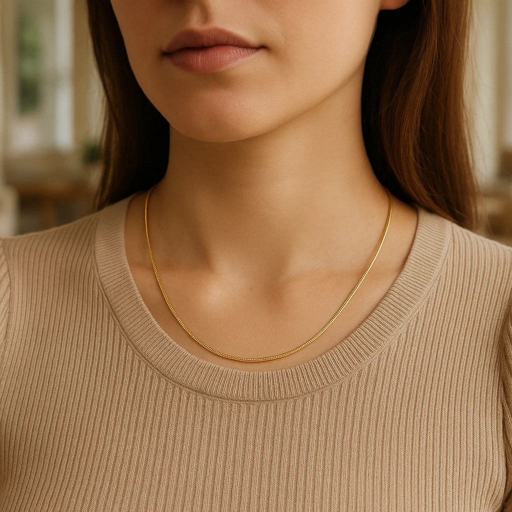 14k Yellow Gold Octagonal Shiny Snake Chain (0.85 mm)