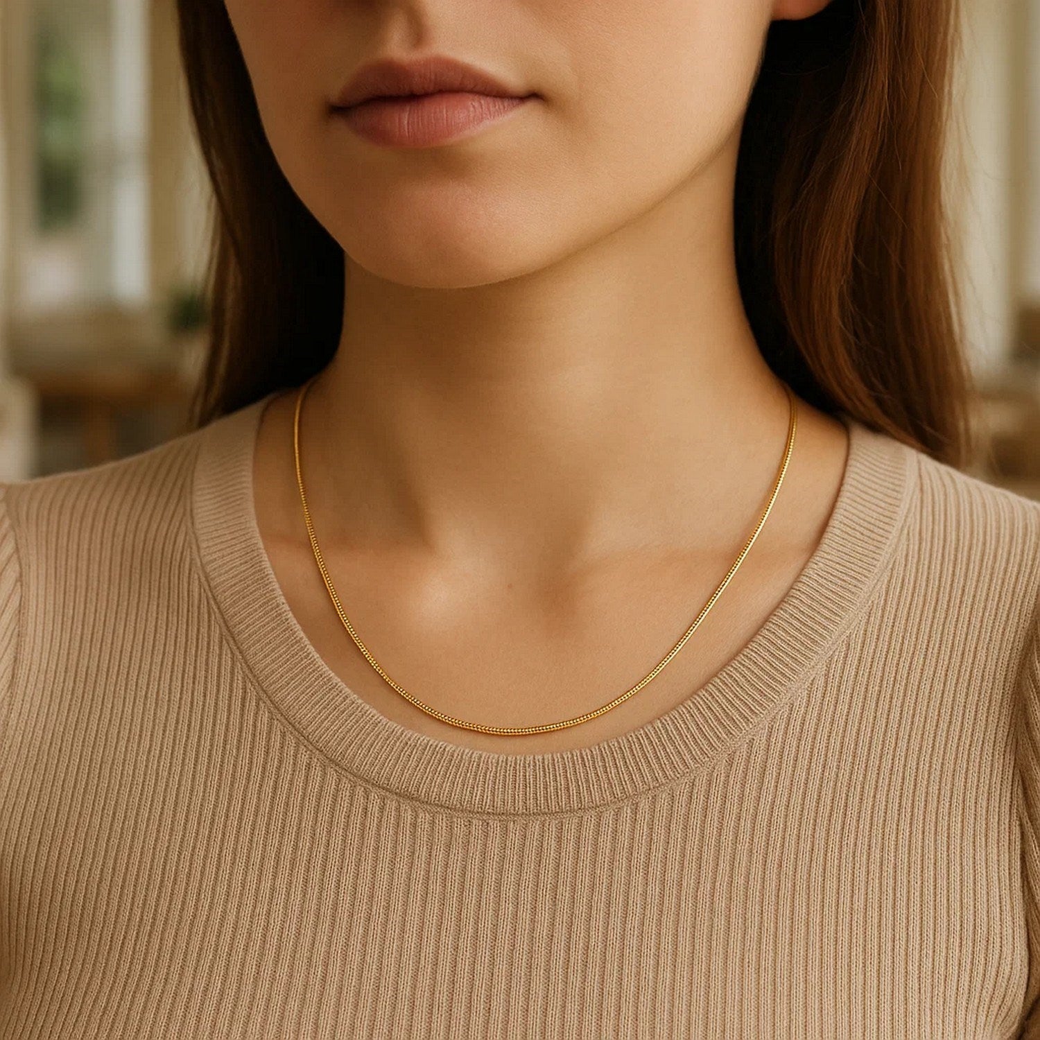 14k Yellow Gold Octagonal Shiny Snake Chain (0.85 mm)