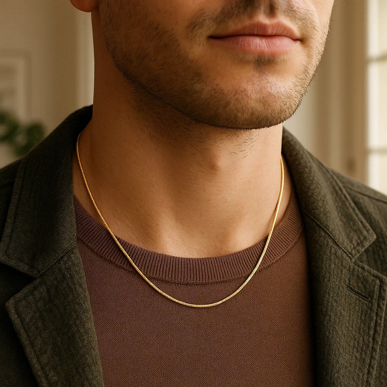 14k Yellow Gold Octagonal Shiny Snake Chain (0.85 mm)