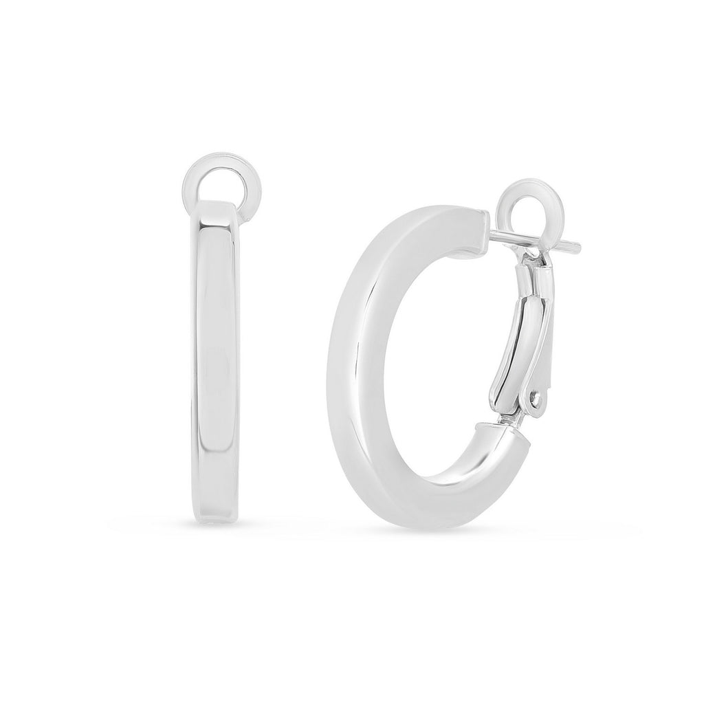 Sterling Silver Flat Wide Hoop Earrings