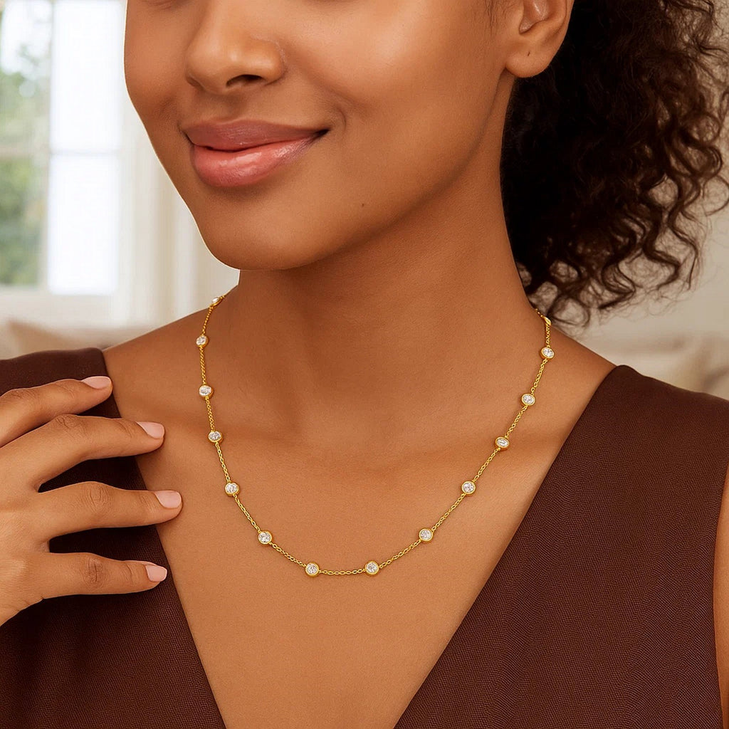 14k Yellow Gold CZ By the Yard Long Links