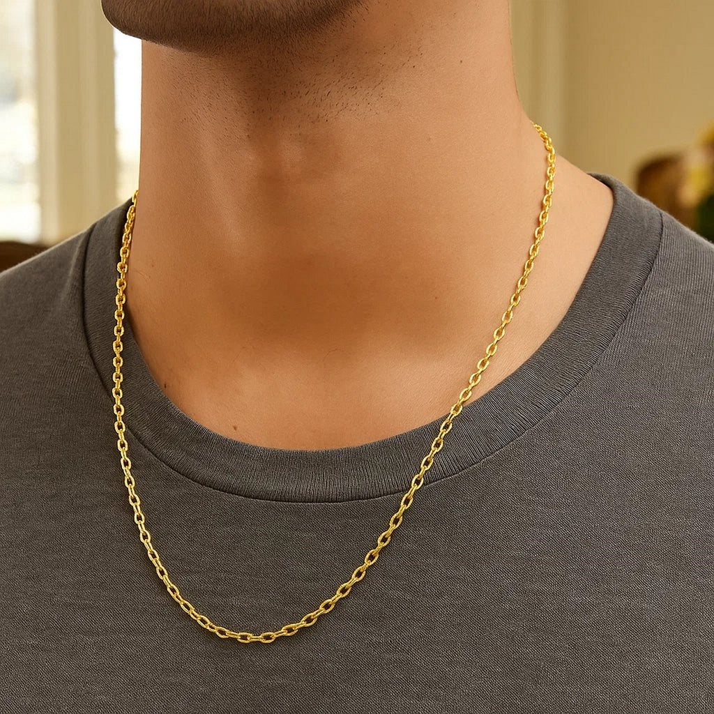 14k Yellow Gold Pendant Chain with Textured Links (2.50 mm)