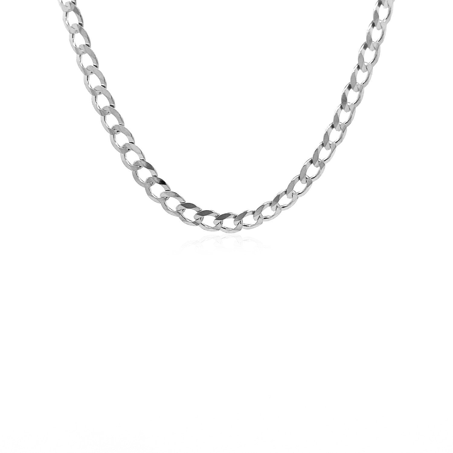 Rhodium Plated Sterling Silver Curb Style Chain (4.70 mm)