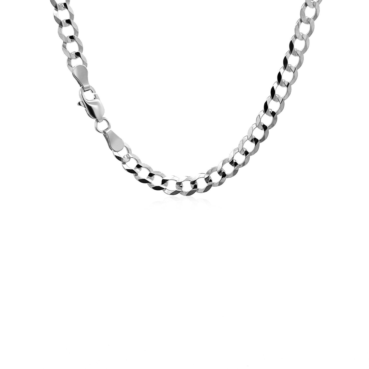Rhodium Plated Sterling Silver Curb Style Chain (4.70 mm)