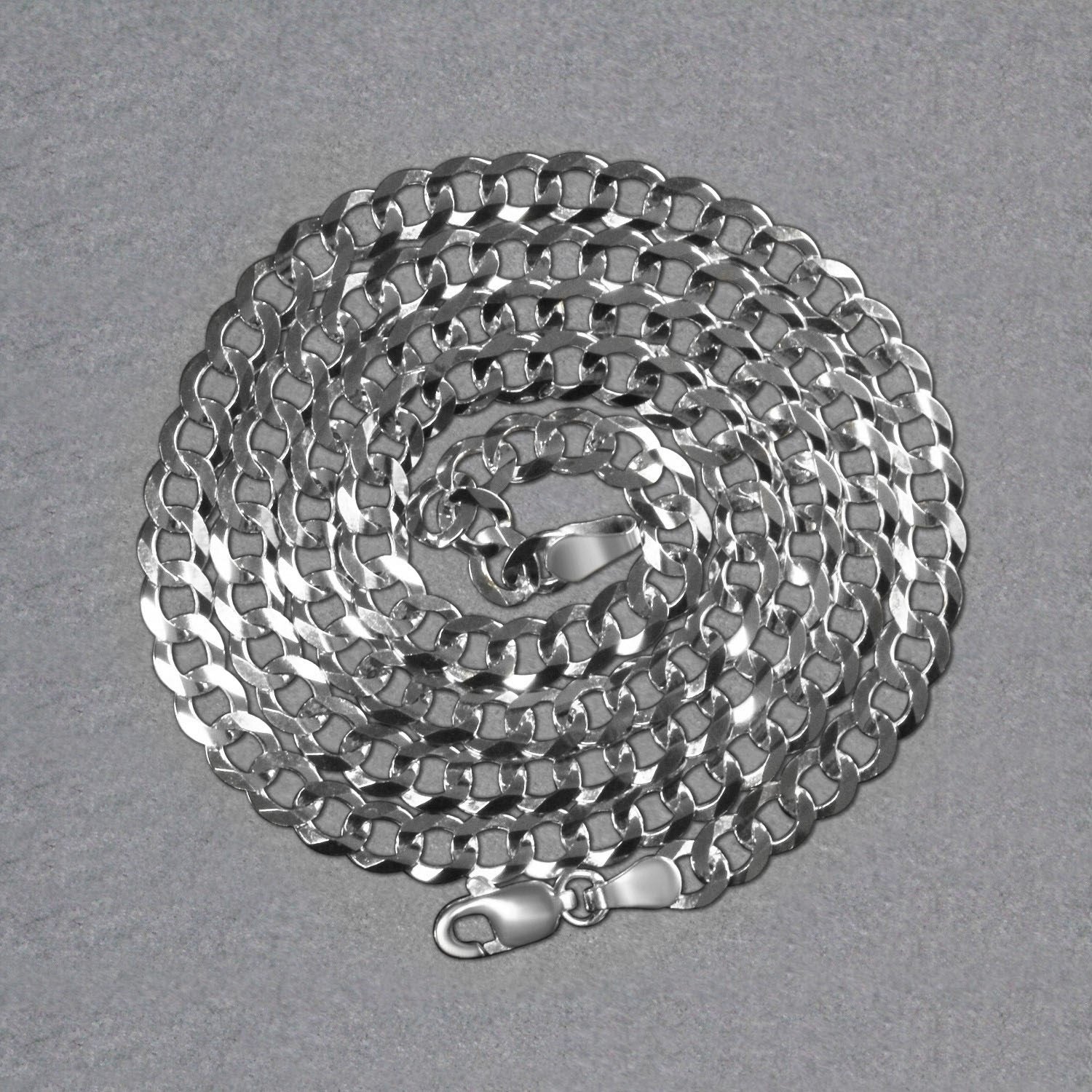 Rhodium Plated Sterling Silver Curb Style Chain (4.70 mm)