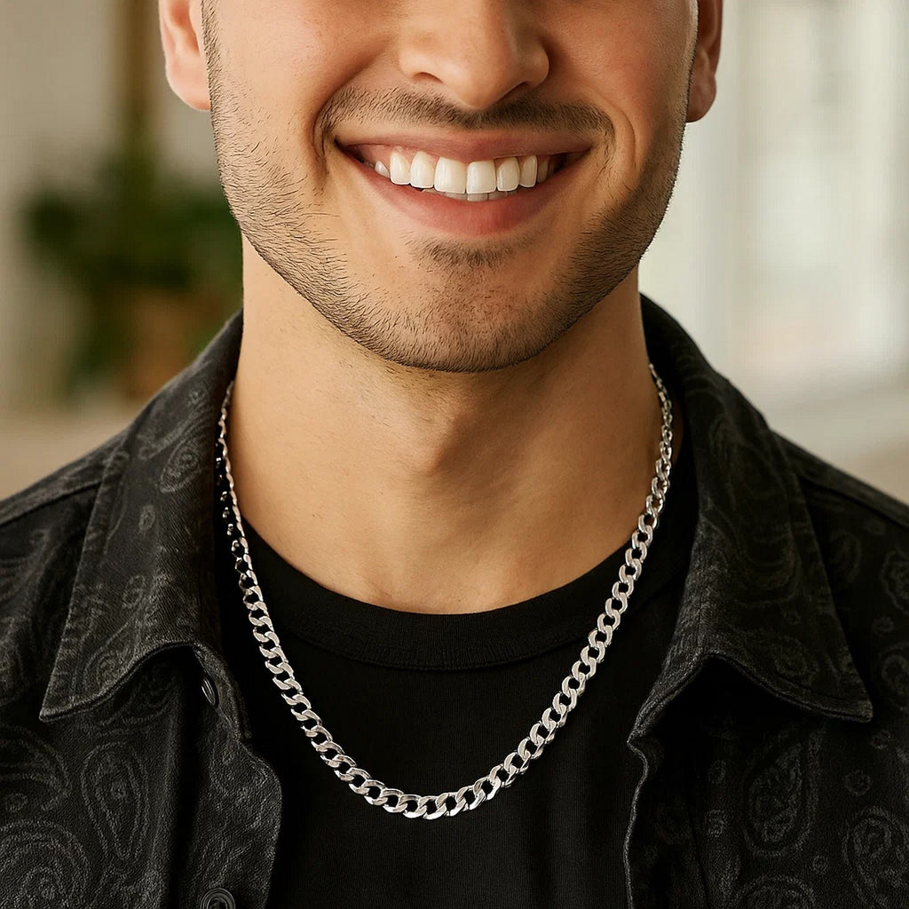 Rhodium Plated Sterling Silver Curb Style Chain (4.70 mm)