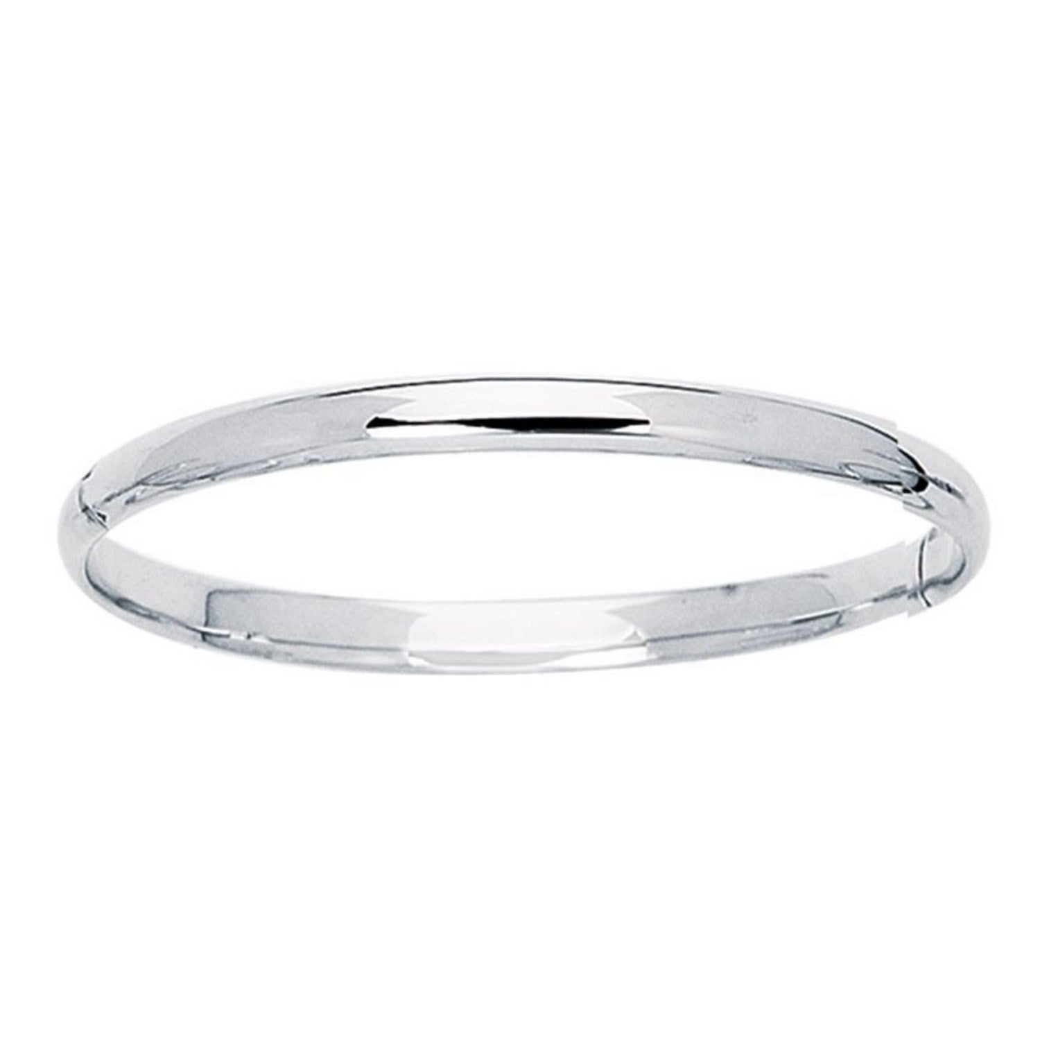 14k White Gold Dome Childrens Bangle with a Polished Finish (5.50 mm)