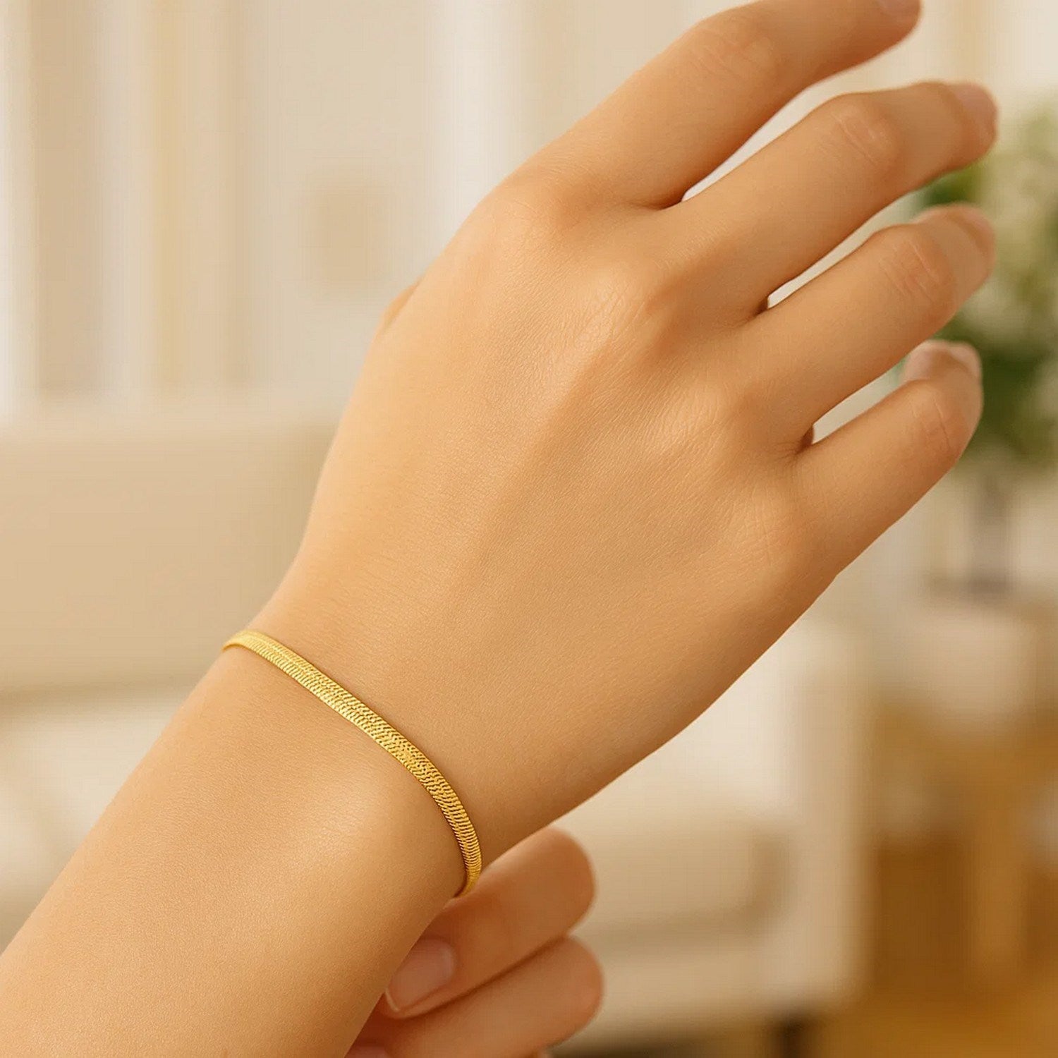 14k Yellow Gold Super Flex Herringbone Bracelet (2.80 mm)