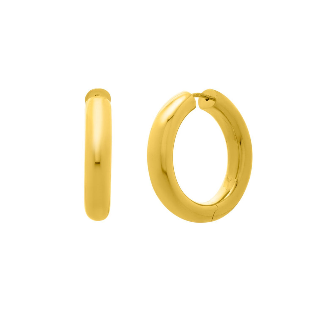 Sterling Silver Yellow Gold Plated Round Hoop Earrings