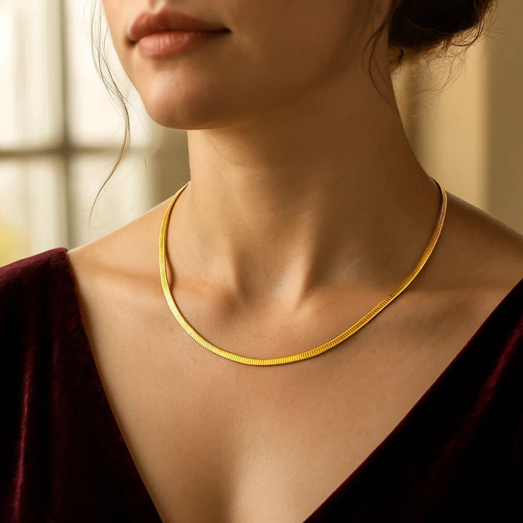 3.0 mm 14k Two Tone Gold Reversible Omega Necklace