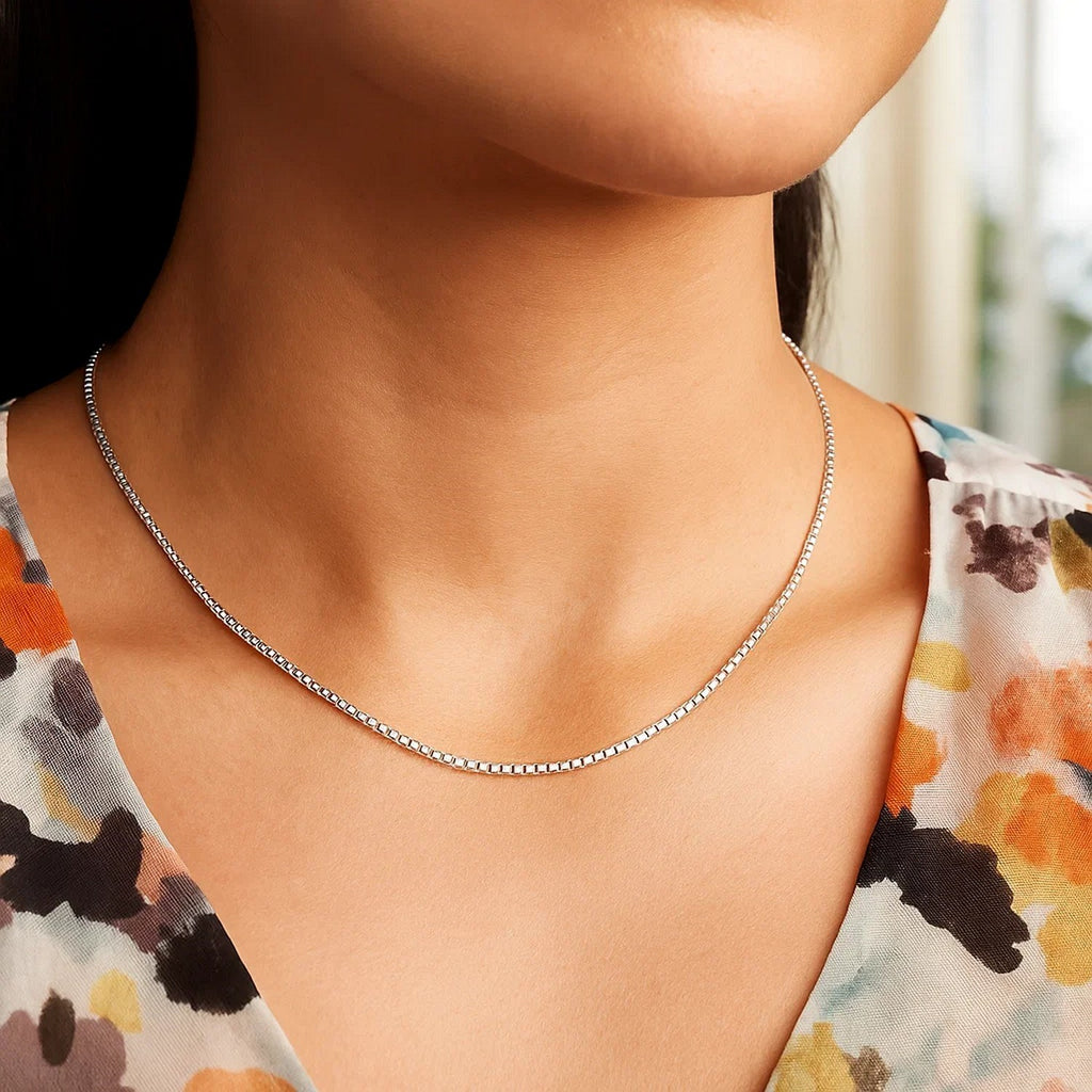 Sterling Silver Rhodium Plated Box Chain (0.70 mm)