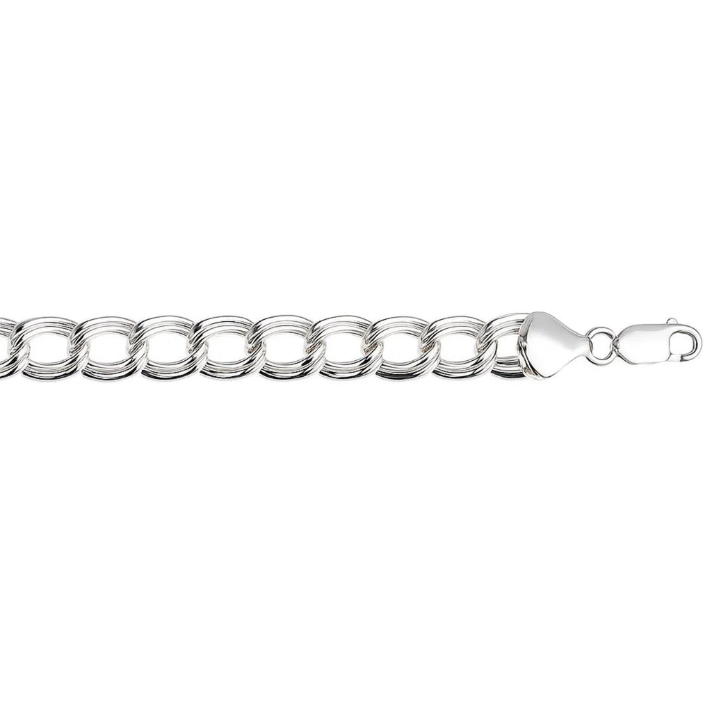 Sterling Silver Ridged Circular Chain Bracelet with Rhodium Plating (6.00 mm)