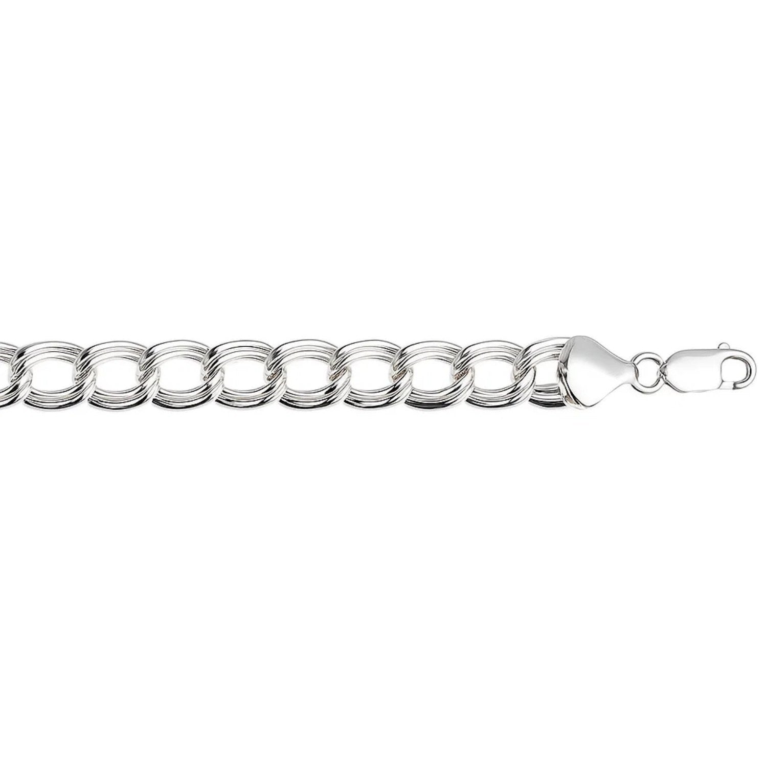 Sterling Silver Ridged Circular Chain Bracelet with Rhodium Plating (6.00 mm)