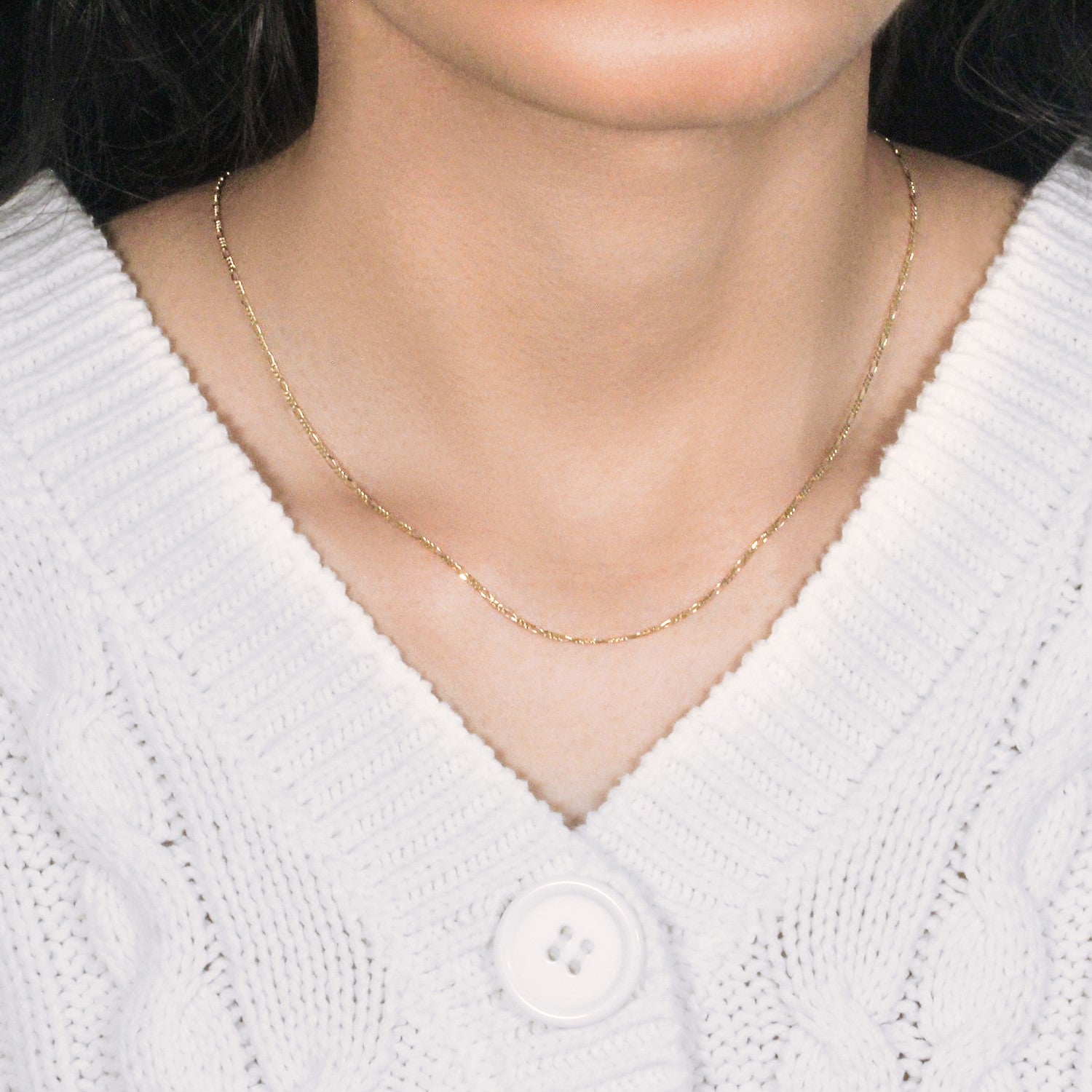 14k Yellow Gold Solid Figaro Chain (1.30 mm)