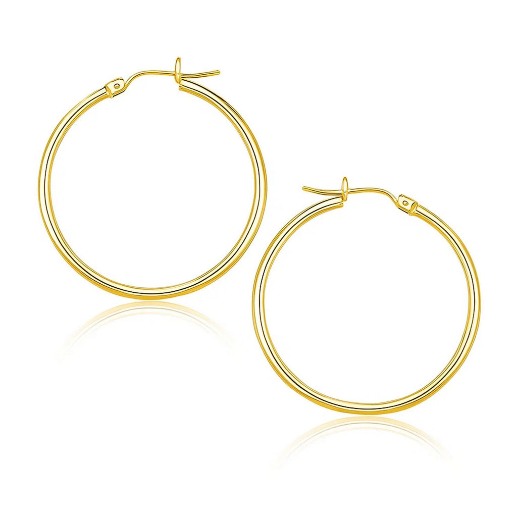 14k Yellow Gold Polished Hoop Earrings (1.5x25mm)