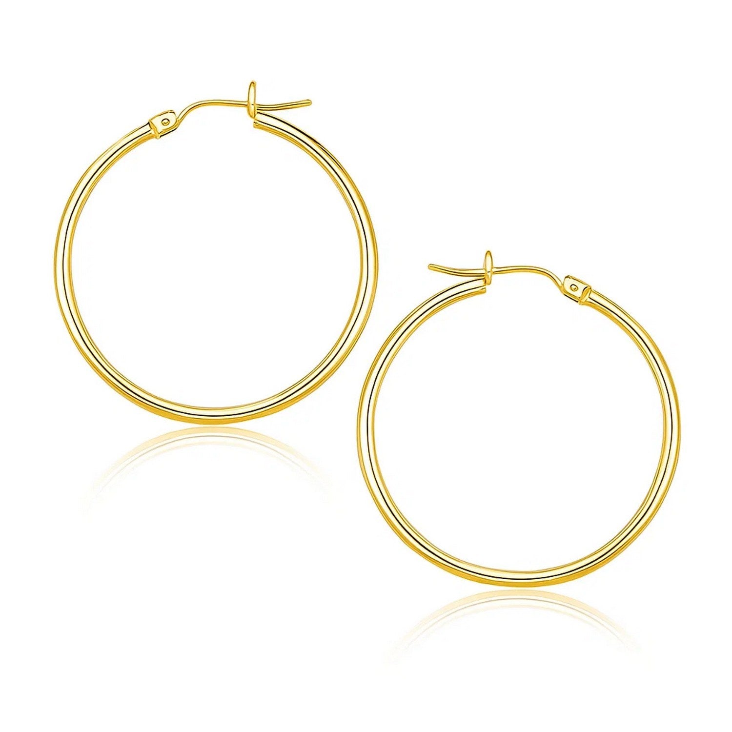 14k Yellow Gold Polished Hoop Earrings (1.5x25mm)